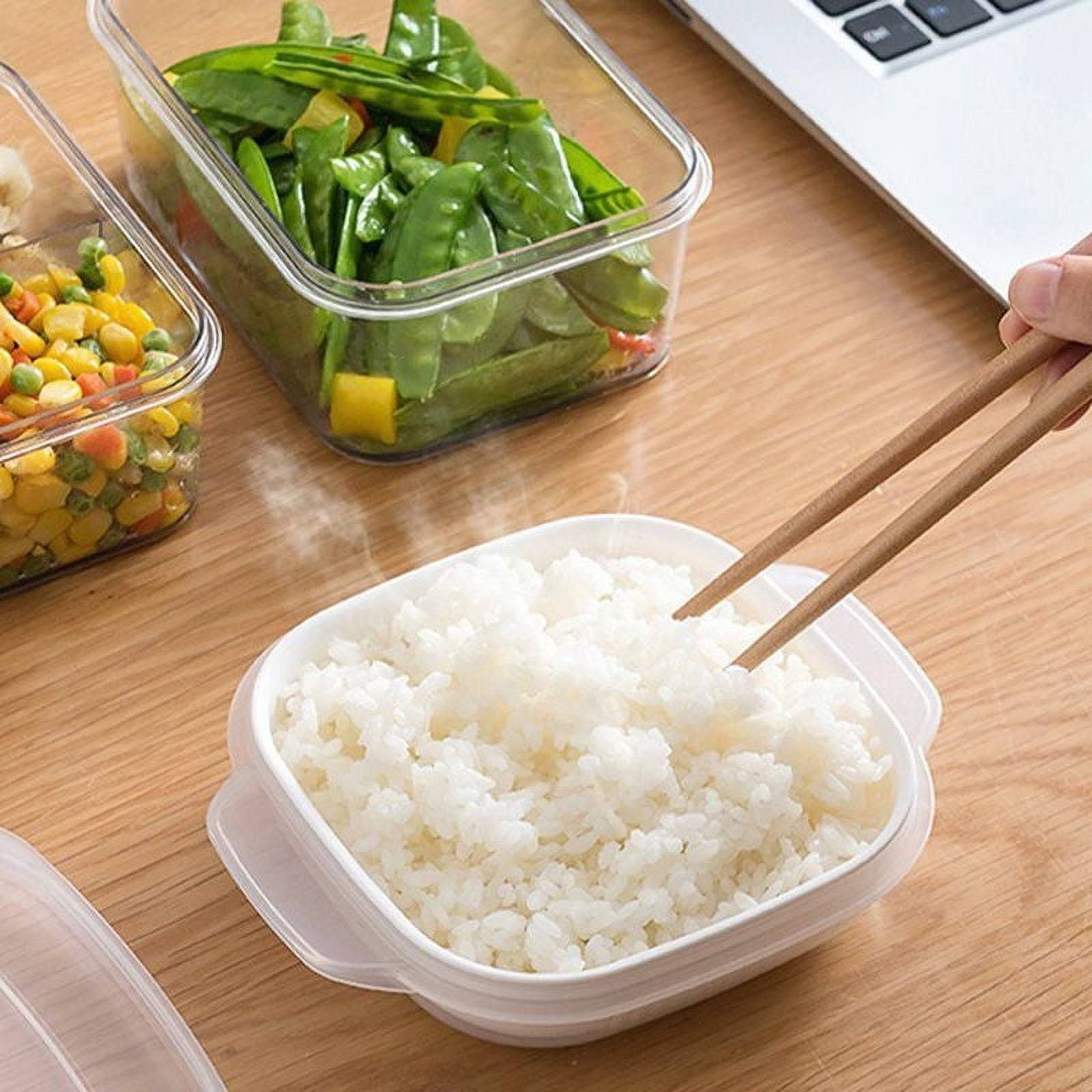 2 Pieces Microwave Steamer Bowls with Lids, Microwave Safe Plastic Food Containers for Vegetables, Noodles, 15 x 13 x 5 cm — image 3