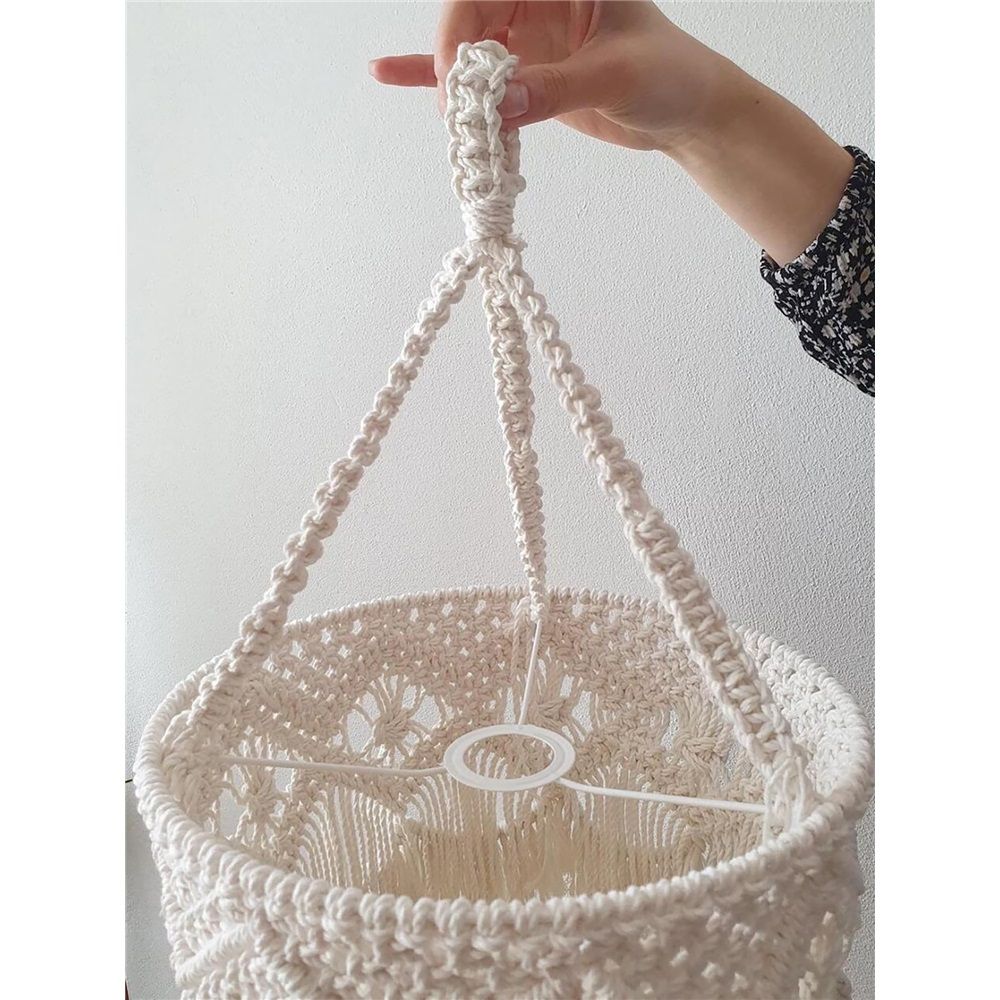 Lamp Shade Hanging Light Cover Modern Handwoven Chic Tassel Boho Light Shade Lampshade for Bedroom Dorm Room Home Office Restaurant(Bulb Not Included) — image 5