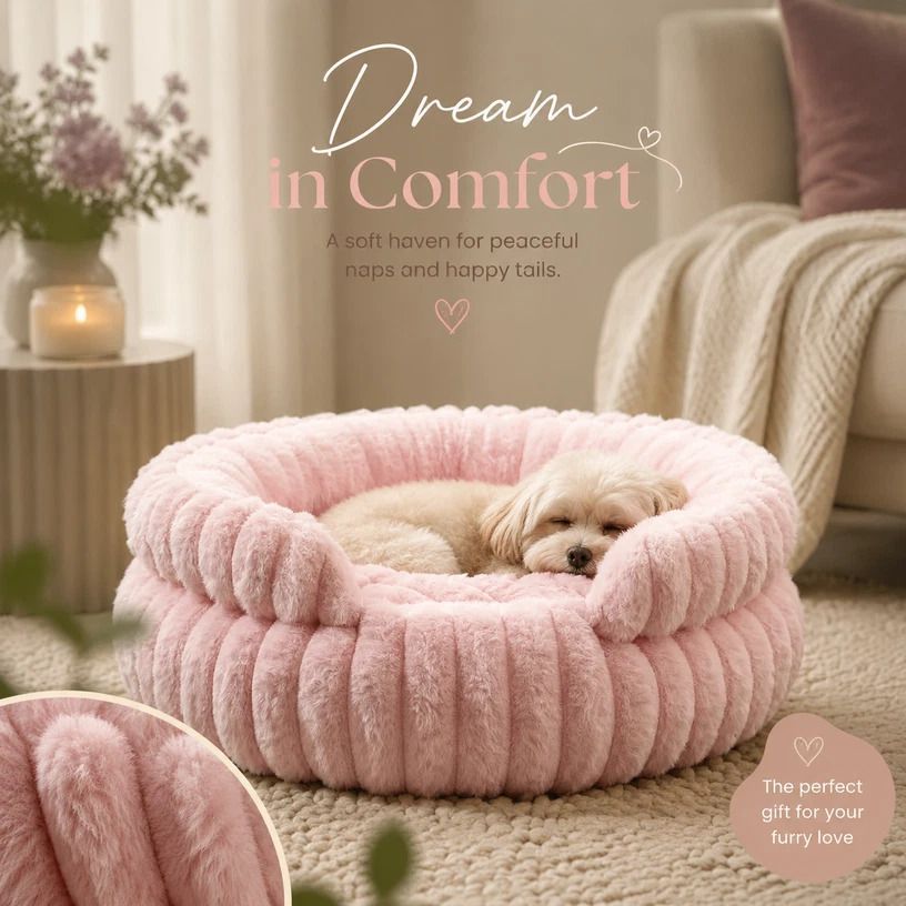 Notch Version Round Bed - Pink, Size S: 40ร40ร15cm