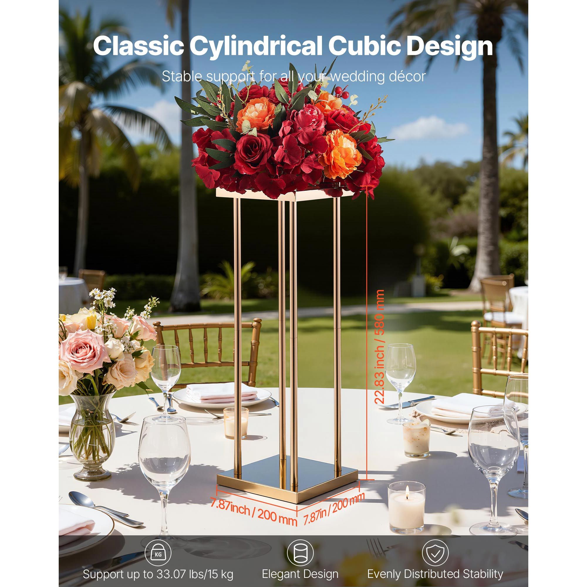 Wedding Flower Stand, 10PCS 60cm Column Flower Stand, Floral Stands with Metal Laminate, Cylindrical Cubic Floral Display Rack for Wedding, Party, Birthday — image 2