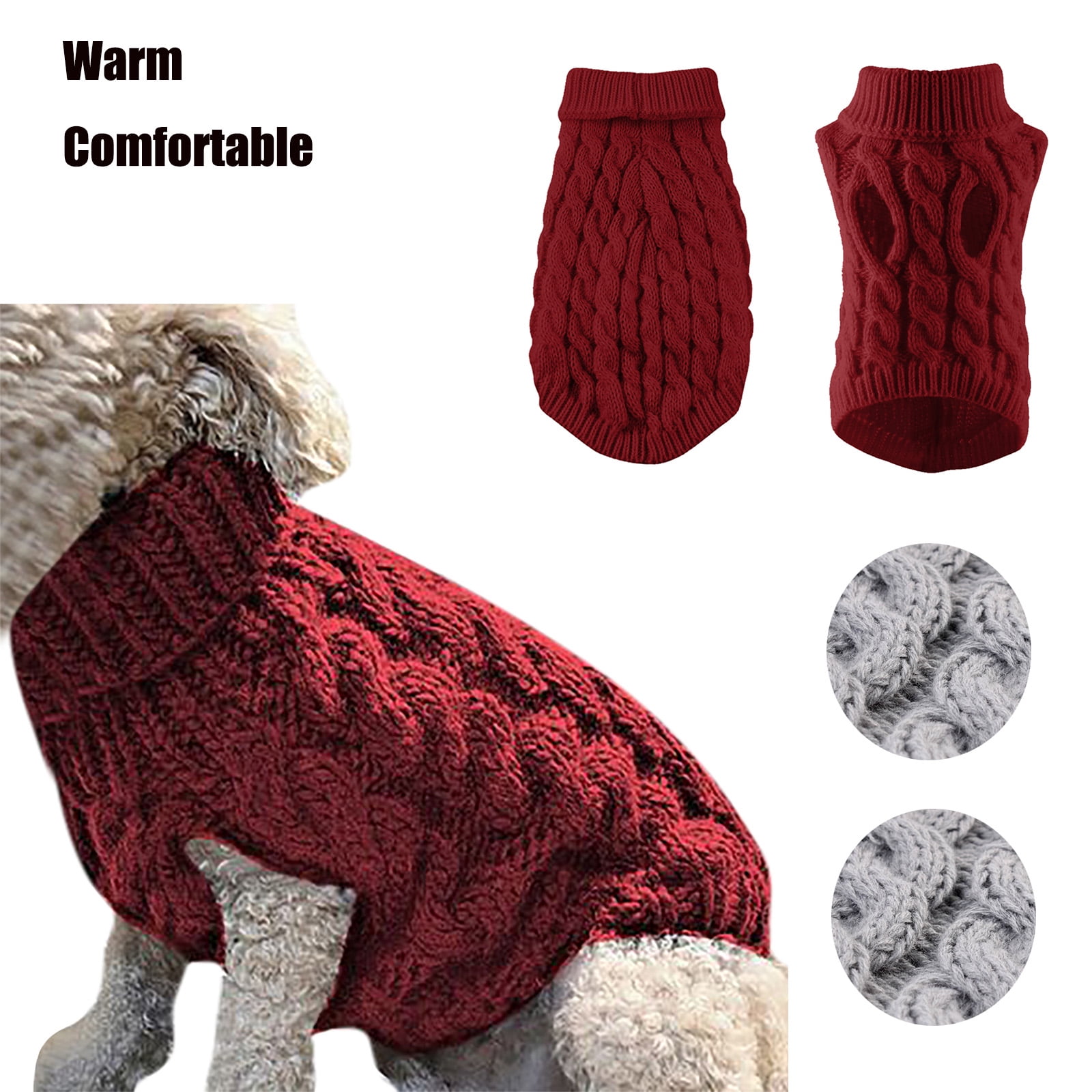 Dog Sweater for Small Medium Dogs, Warm Comfortable Winter Pet Clothes, Cute Knitted Sleeveless Pet Sweaters for Puppies, Cats, Dog Apparel & Accessories M Red