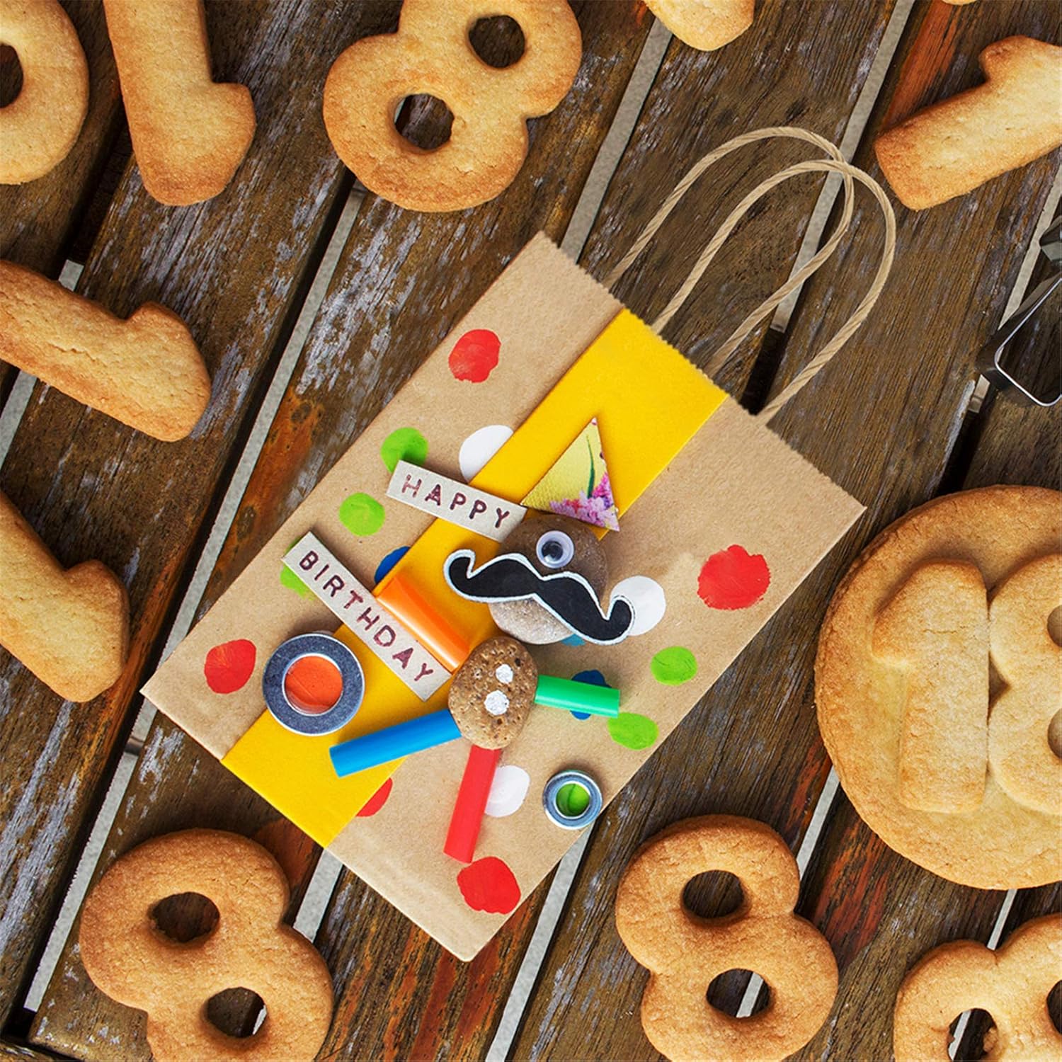 100 Pack 3.5x2.4x6.7 Inches Mini Gift Party Favor Bags Small Brown Gift Bags with Handles Bulk Recyclable Kraft Paper Sacks — image 6