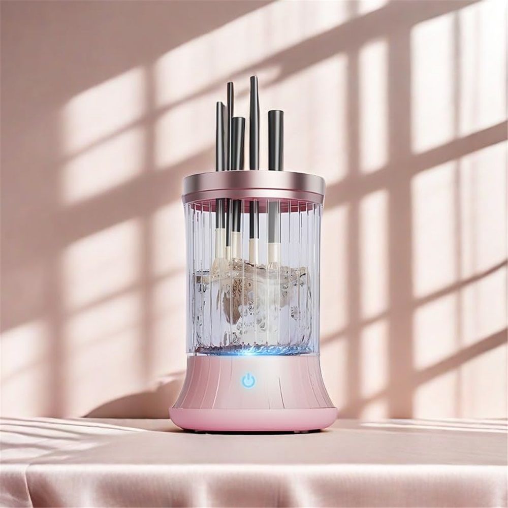 Electric Makeup Brush Cleaner, Automatic Spinning Cosmetic Brush Cleaner One-Click Operation, Auto-Rotating Brush Cleaner for Any Makeup Brushes(USB)pink — image 4