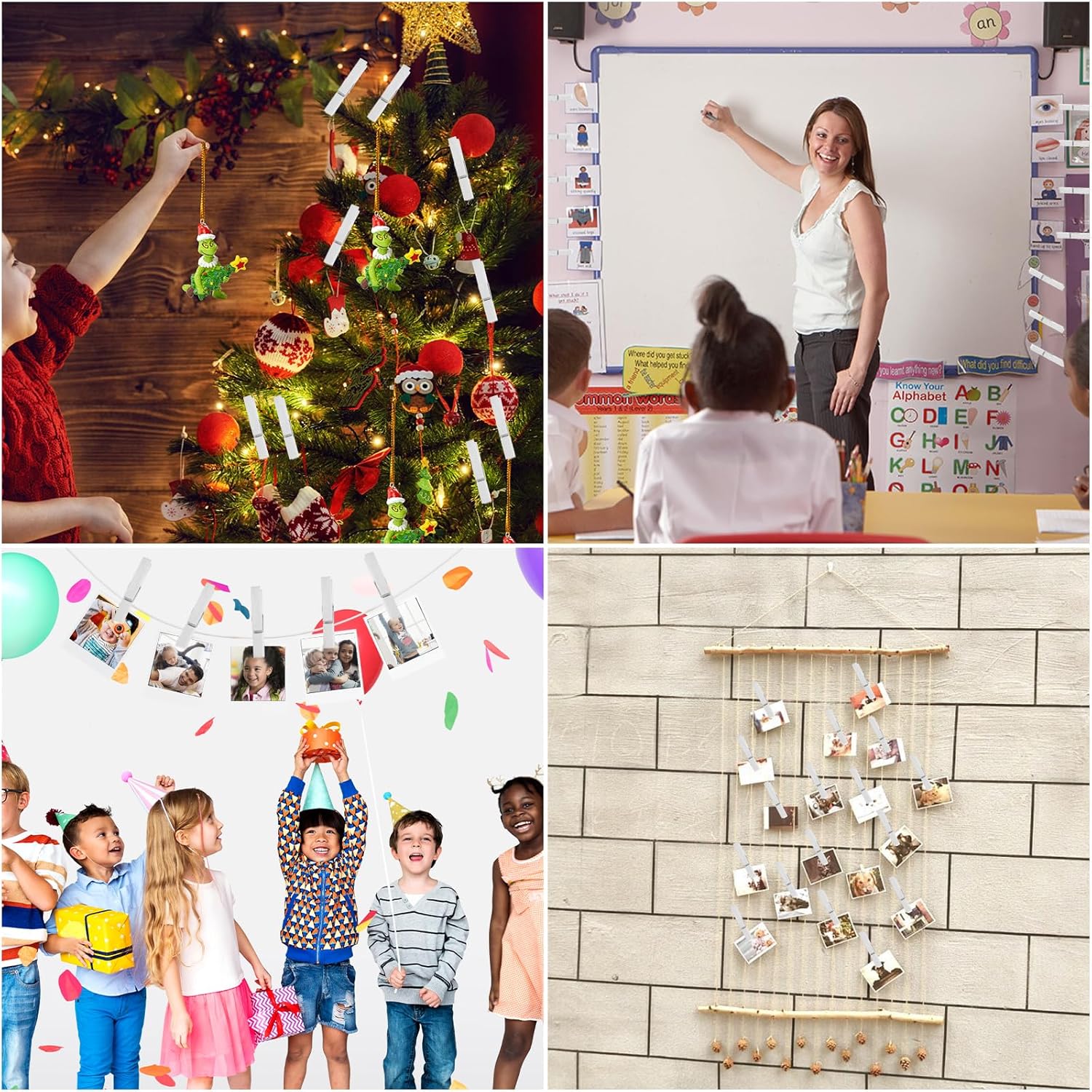 50Pcs White Wooden Clothespins, 2.9 inch Clothes Pins for Crafts, Natural Laundry Hanging Clips, DIY Cheer Pin — image 2