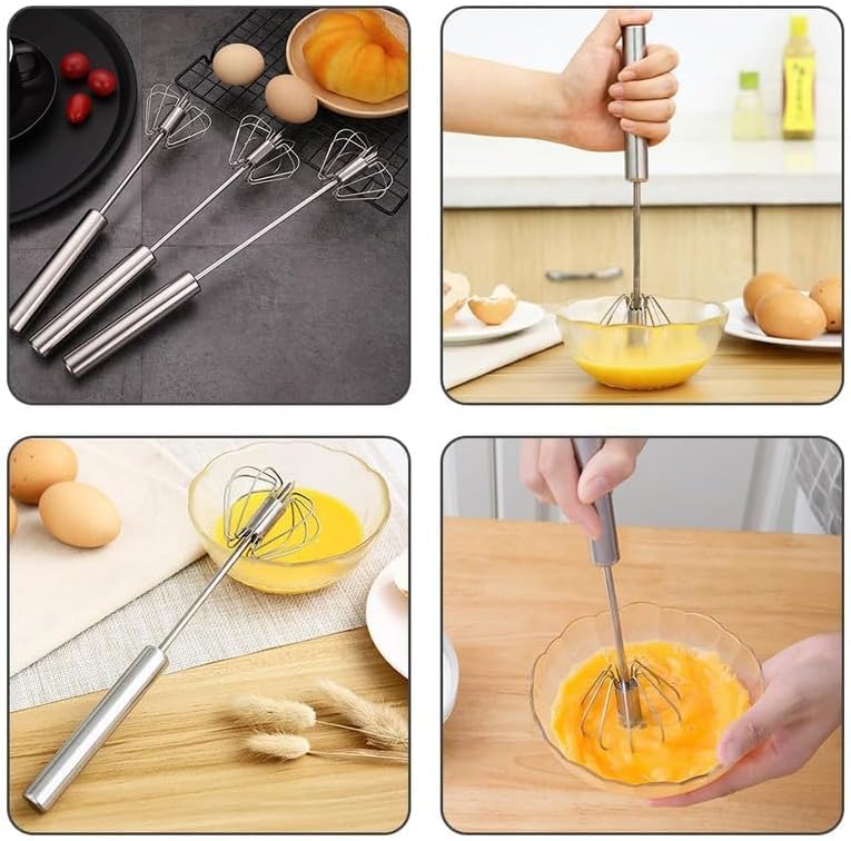 Stainless Steel Whisk, Egg Whisk Hand Push Rotary Whisk Blender, Hand Push Mixer Stirrer Tool for Cooking Kitchen Home Egg Milk (1PCS) — image 6