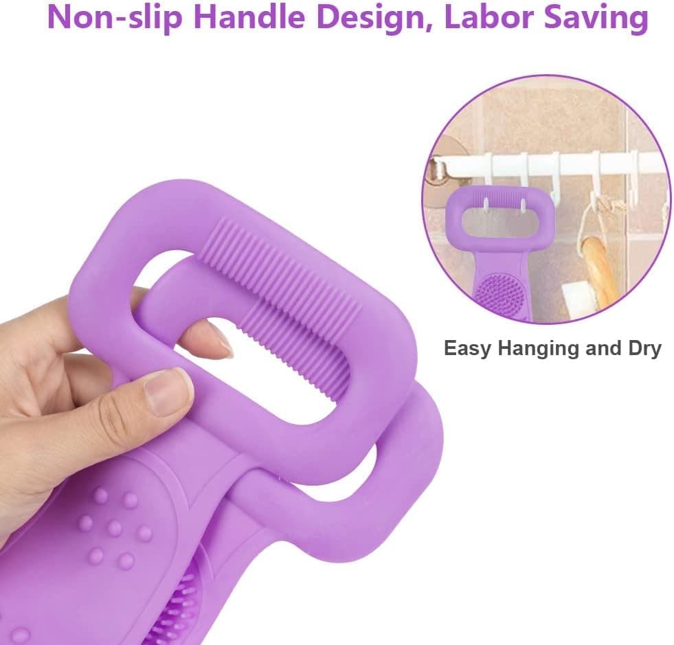 Soft Exfoliating Silicone Body Brush for Women and Men, with Massage Particles, Purple — image 6