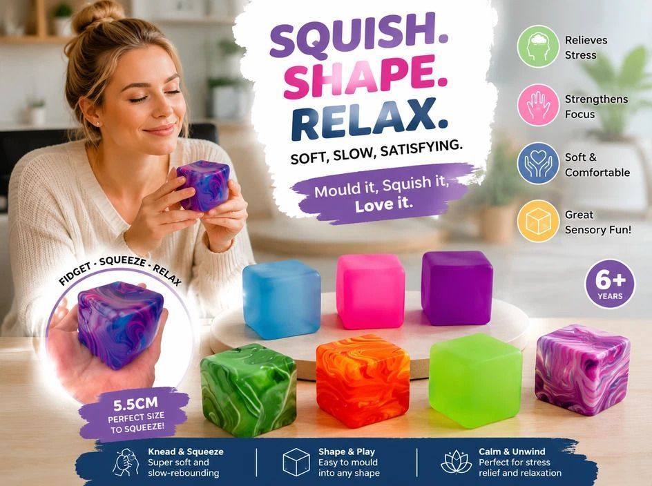 Relaxing Solid 4-Colour Ice Cube Squishy 4 Pack — image 3