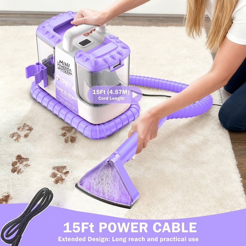 32Kpa Portable Carpet & Upholestery Cleaner Machine for Pets, Spot, Stain, Couch Cleaner Machine with Powerful Suction and Self Cleaning, Car/Auto Detailer β image 6