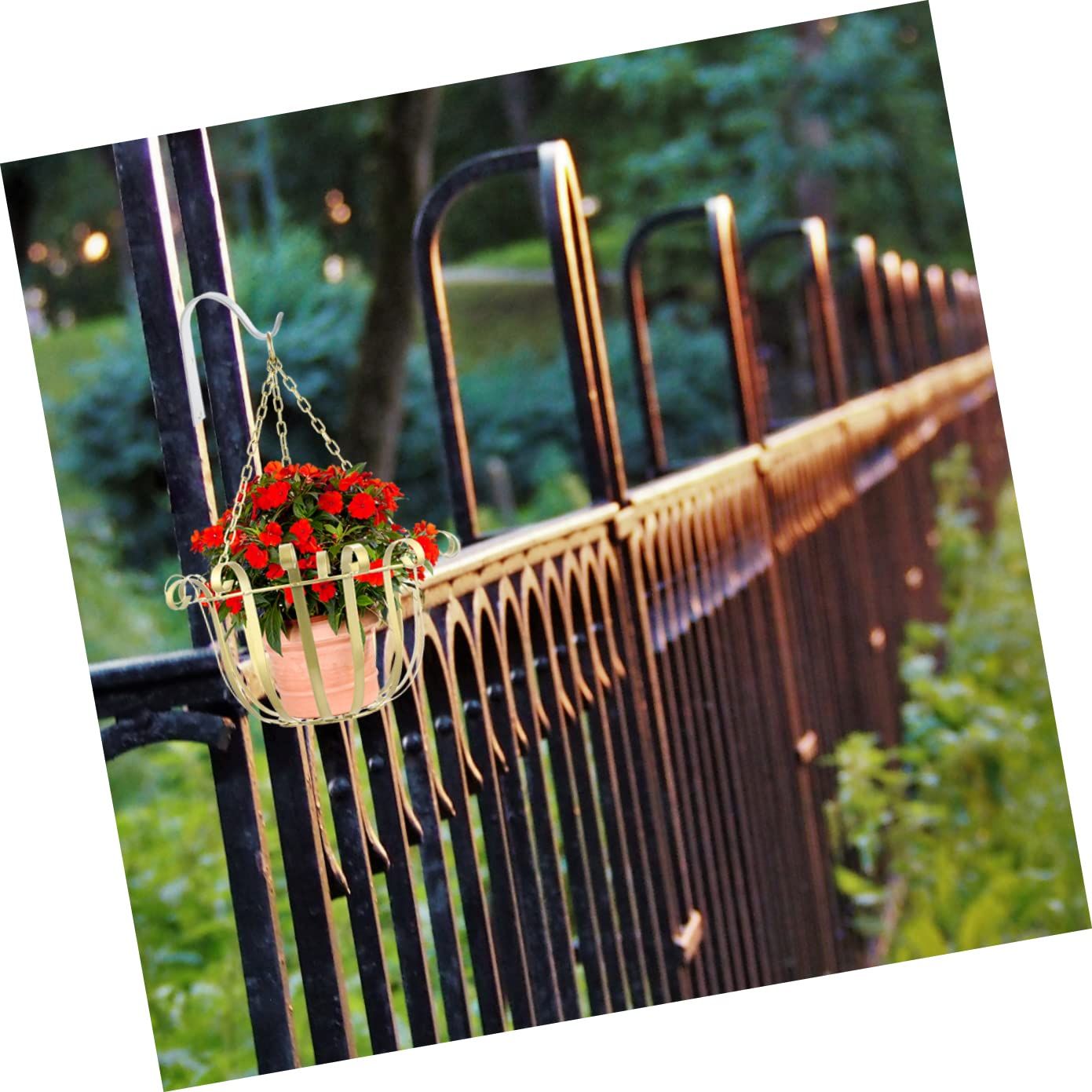 4 Pack Iron Wall Hooks for Hanging Plant Lanterns, Plant Hanger Fence Metal Bracket for Bird Feeders, Wind Chimes — image 4
