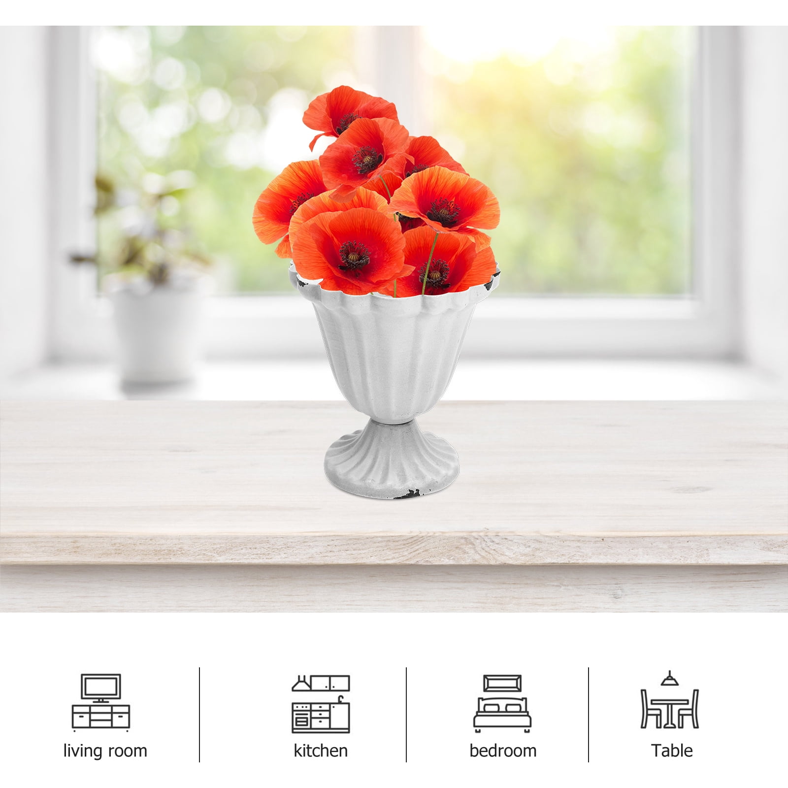 Roman Style Grey Urn Planter Pot for Outdoor Garden, Wedding Decor, Tall Modern Flower Vase, Cactus Plant Container — image 6