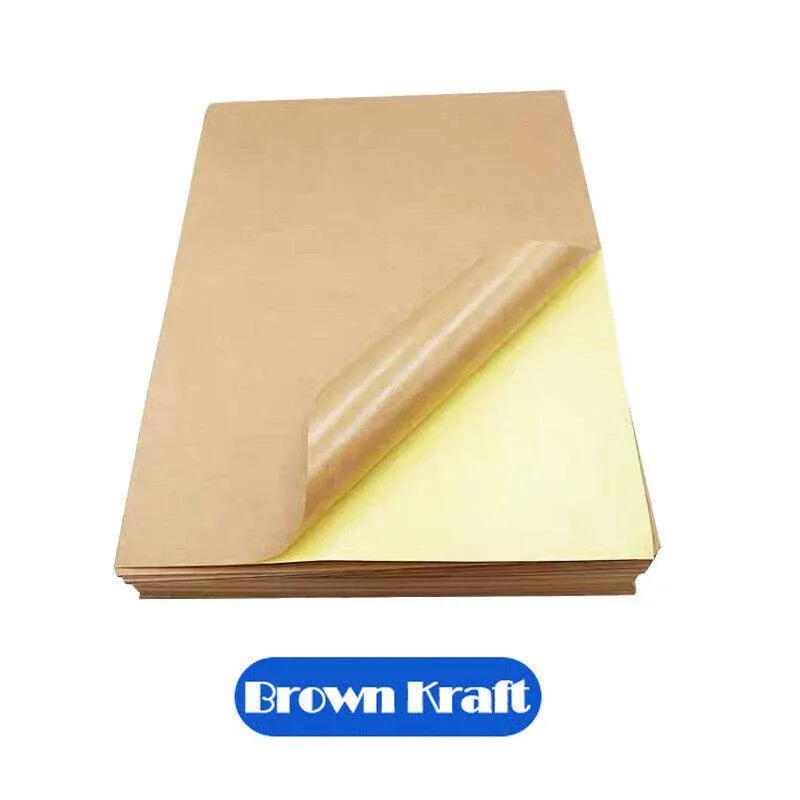 A4 Self Adhesive Sticker Paper Sheet Label Laser Inkjet Print Mailing Address - Brown Kraft*100 PCS — image 6