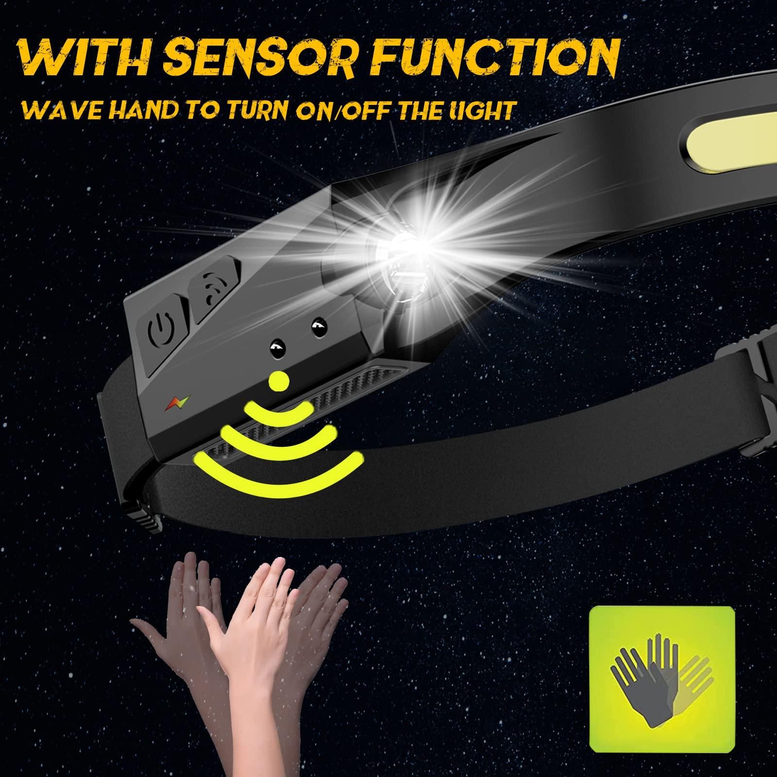 LED Headlamp Rechargeable Headlamp with Motion Sensor 4 Modes Outdoor Waterproof Flashlight for Camping, Hiking, Fishing — image 4