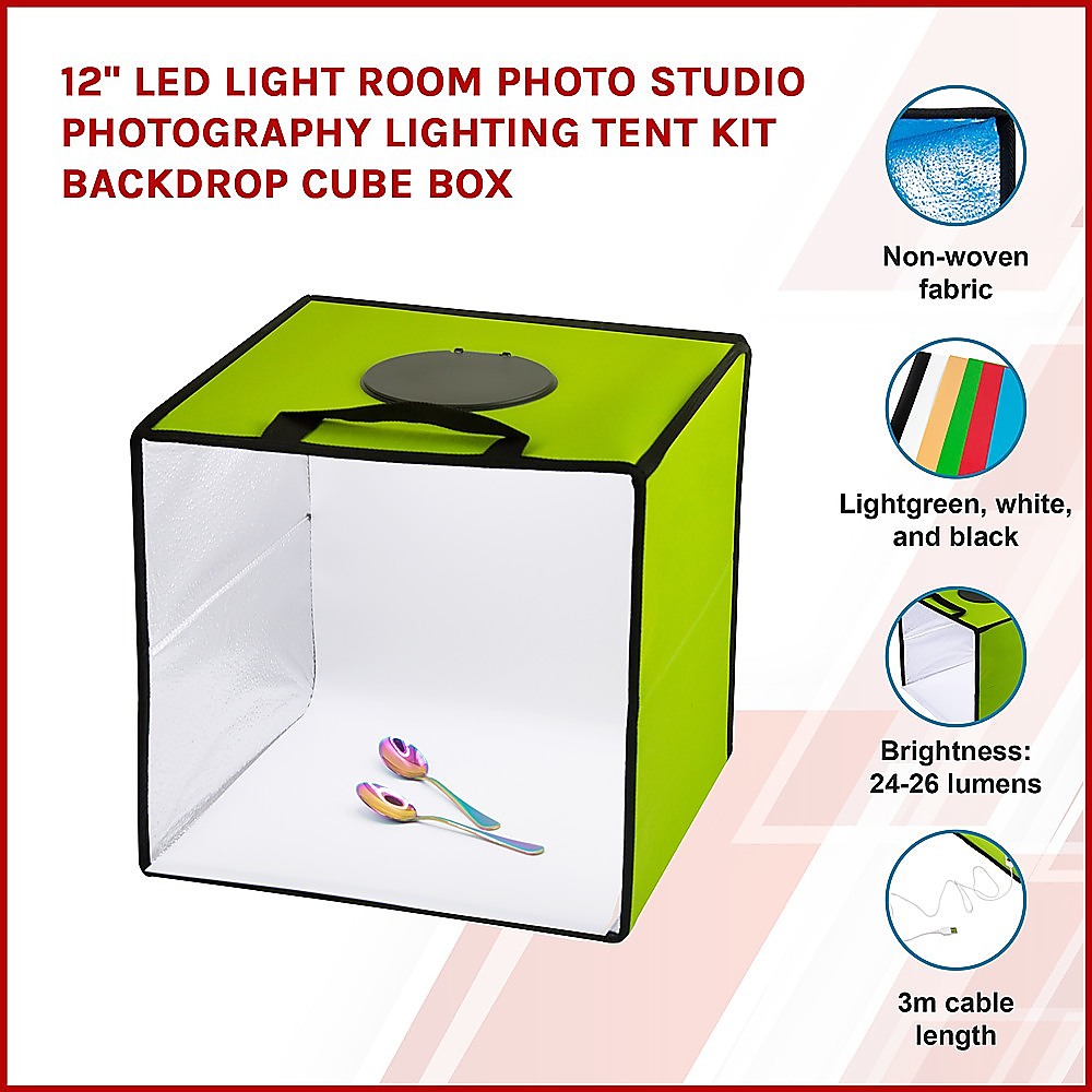 12'' LED Light Room Photo Studio Photography Lighting Tent Kit Backdrop Cube Box โ image 3