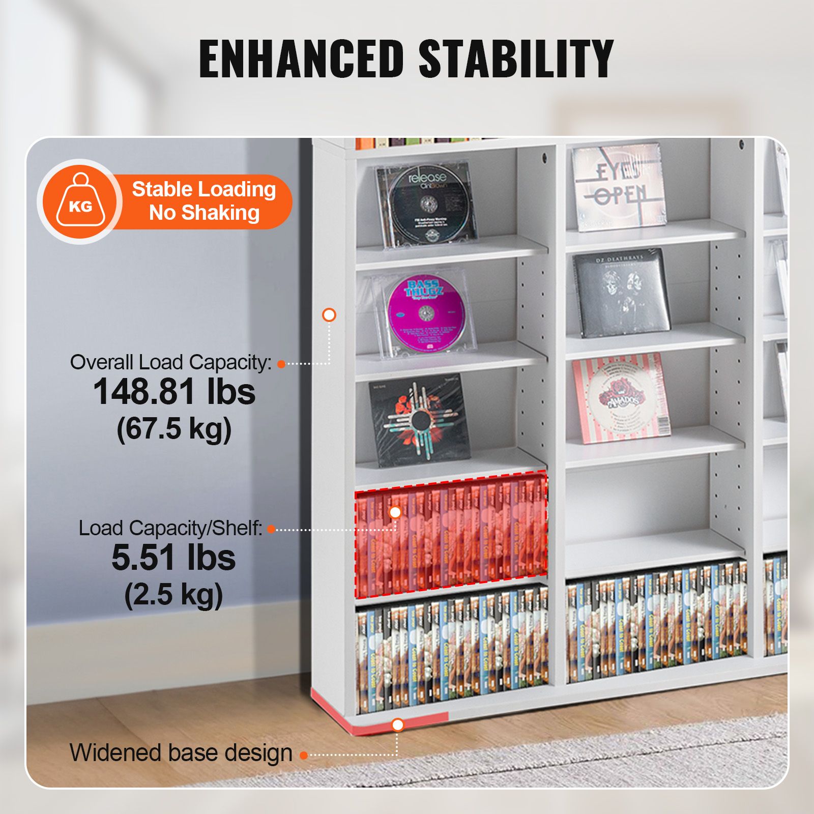 Media Storage Cabinet, 9-layer DVD Shelf Holds up to 756 CDs, Adjustable CD Shelves 27 Compartments, Protects & Organizes Music, Movie, Video Games or — image 3