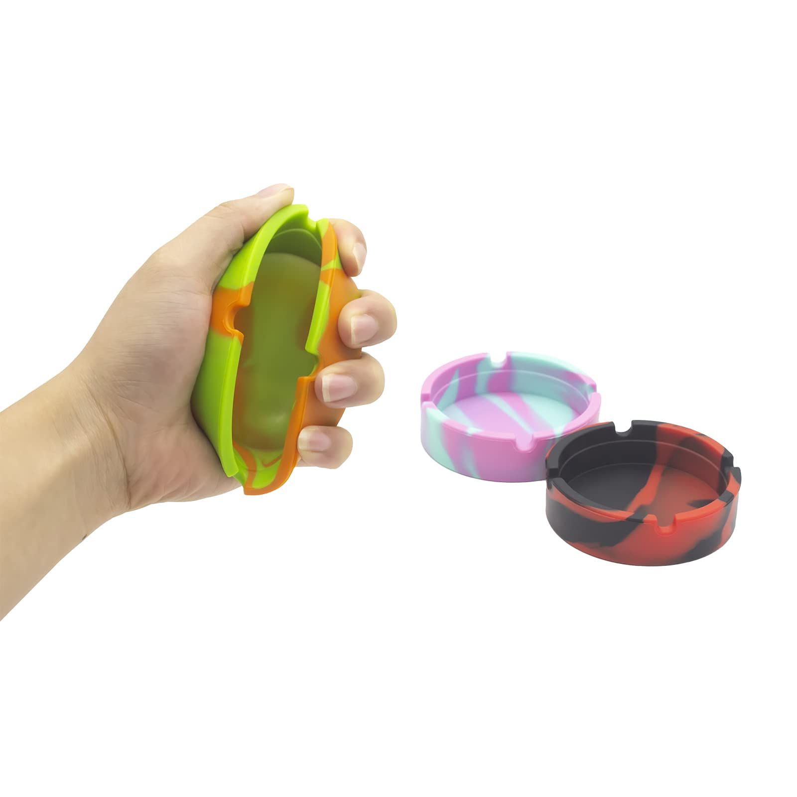 3Pcs Silicone Ashtrays for Cigarettes - Rubber Tray High Heat silicone cigarette holder Ash Tray Round Tray Cigar Ashtrays — image 3