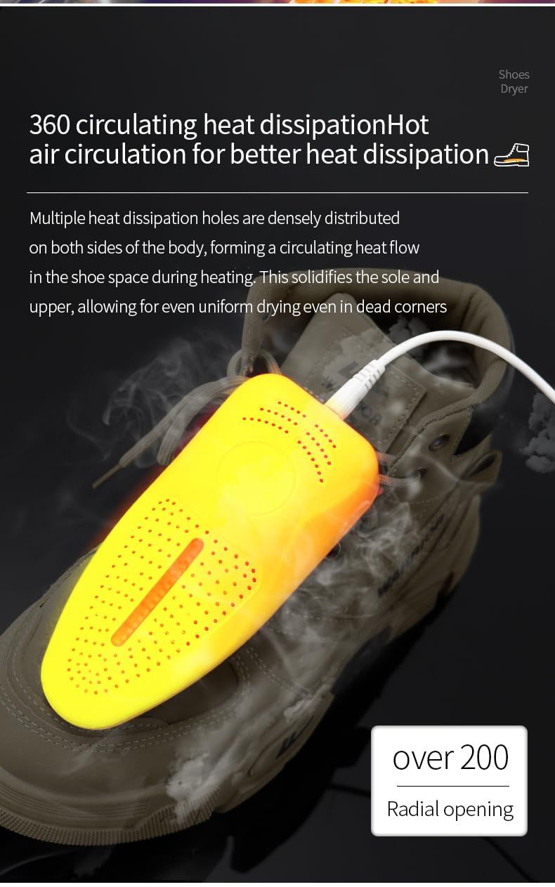 Portable electric shoe dryer, timed quick drying and warming shoe dryer, Deodorization and dehumidification (white) — image 4