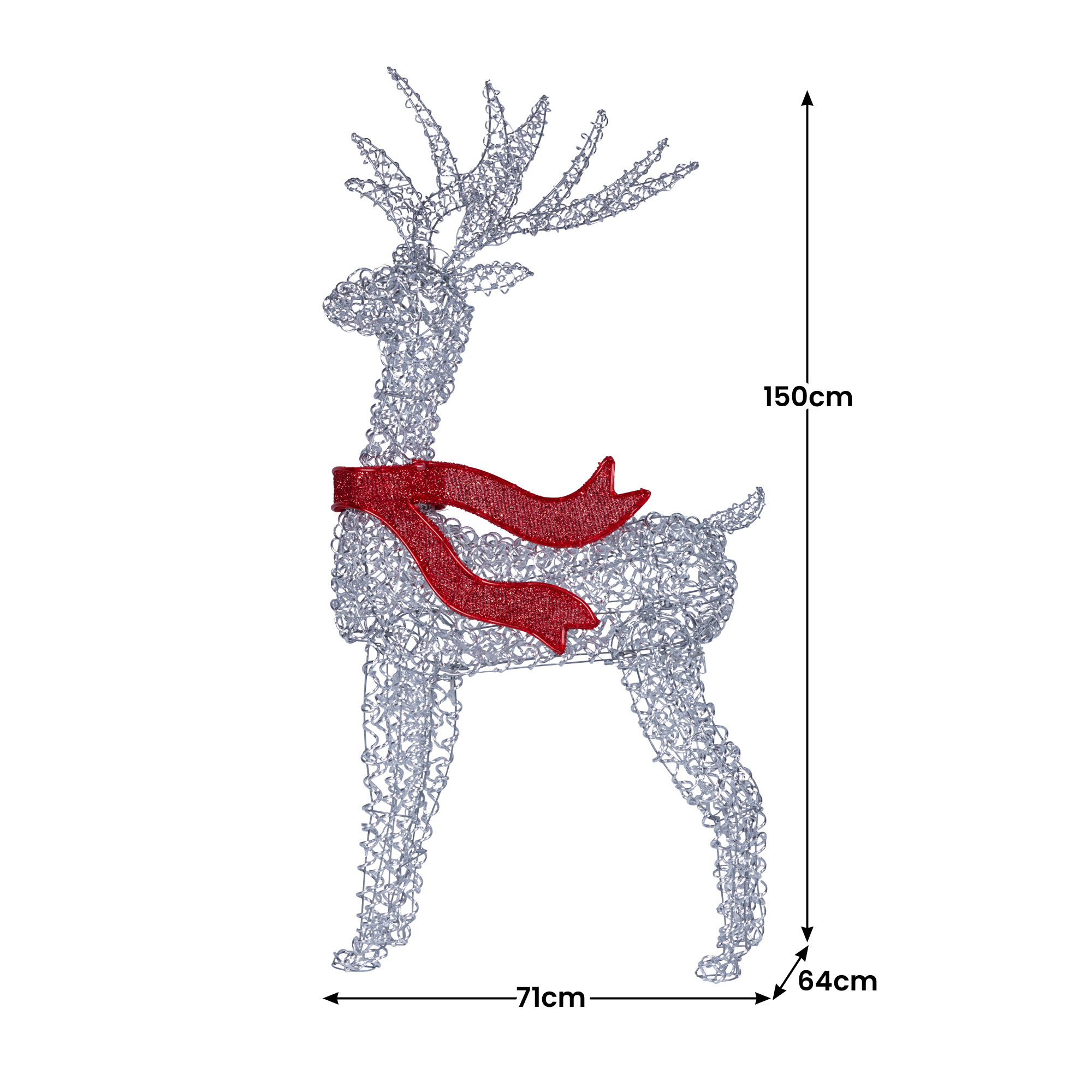 Christabelle Large 1.5m Christmas Reindeer Outdoor Indoor Light-Up Display Decoration Lawn Statue LED Lights Red Bow โ image 3