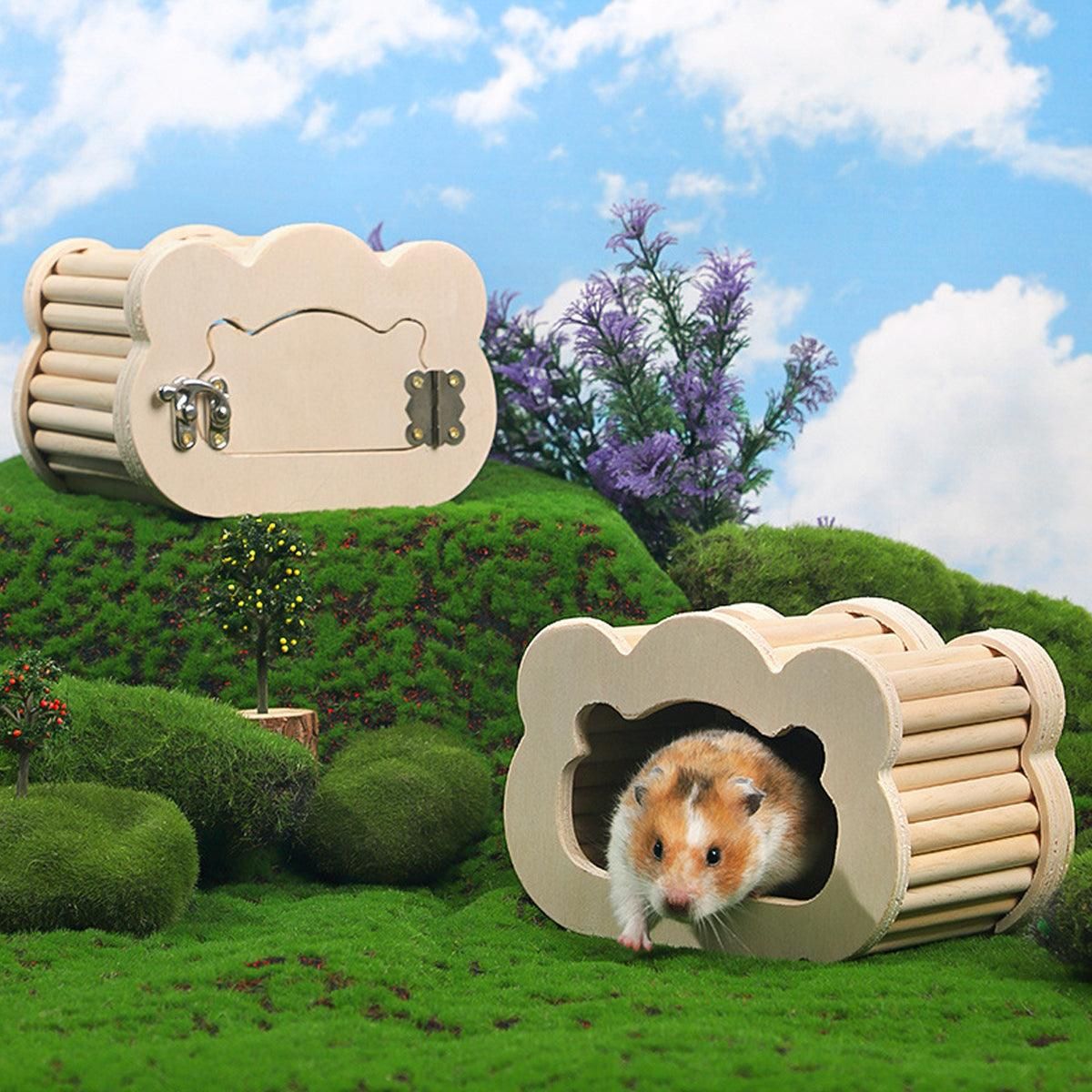 Wooden Hamster Hiding Nest House with Observation Window Small Pet Habitat — image 5