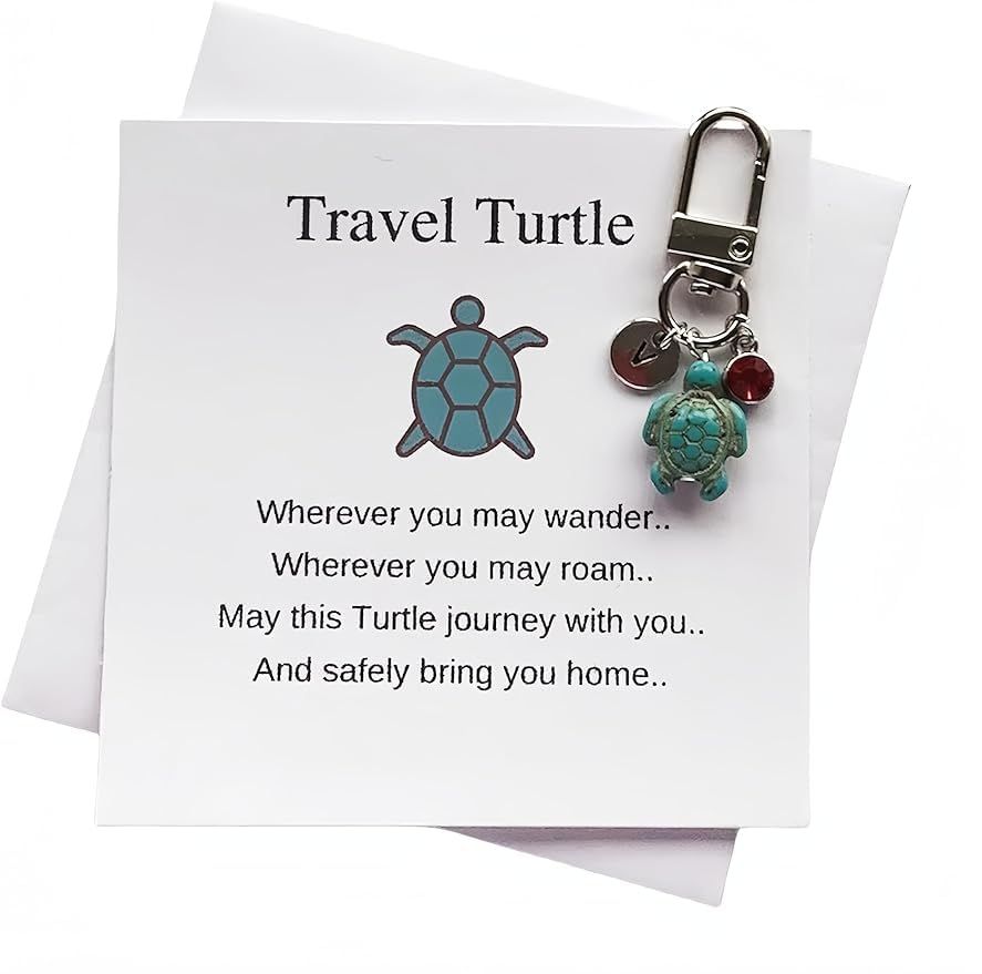 Travel Turtle Keychain Wherever You May Wander Good Luck Charm Gifts for Family Friends adaptable, self-pace, protection