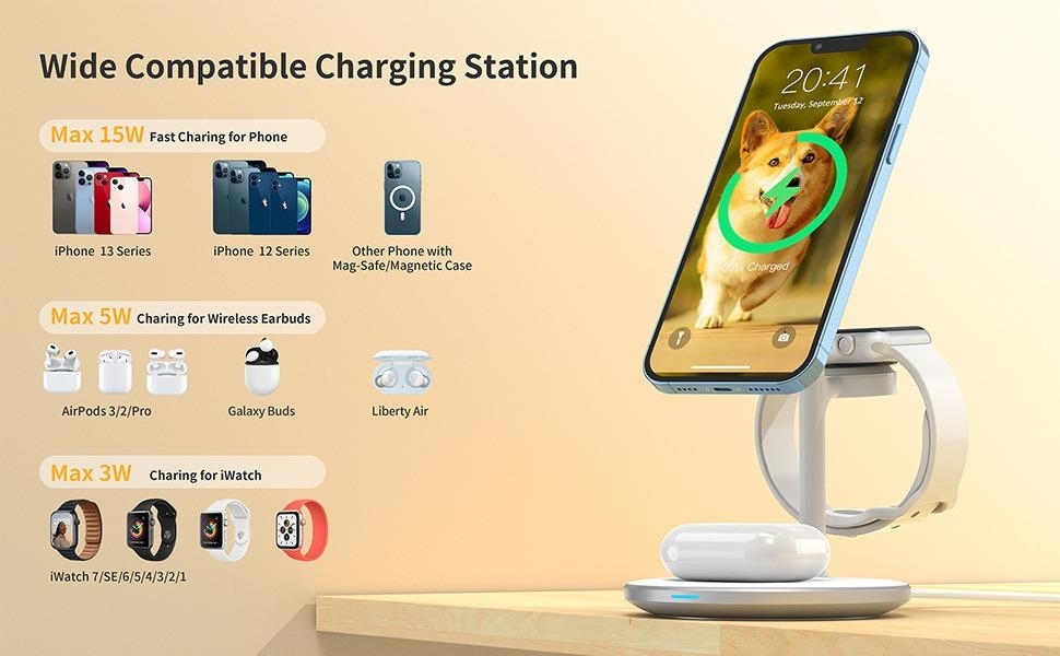 CHOETECH T585-F 3-in-1 Wireless Charging Station Dock — image 6