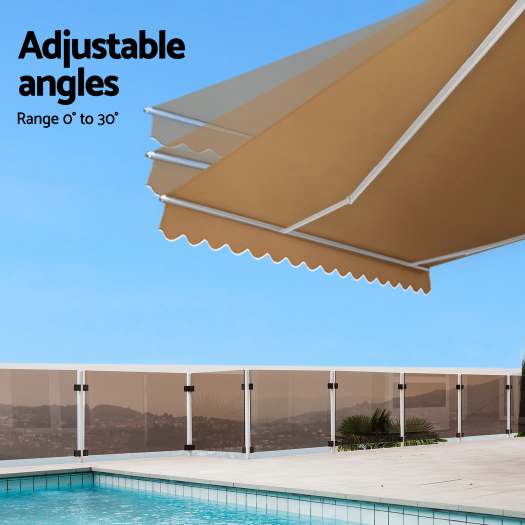Instahut Retractable Folding Arm Awning Manual Sunshade 2.5Mx2M Beige — image 5