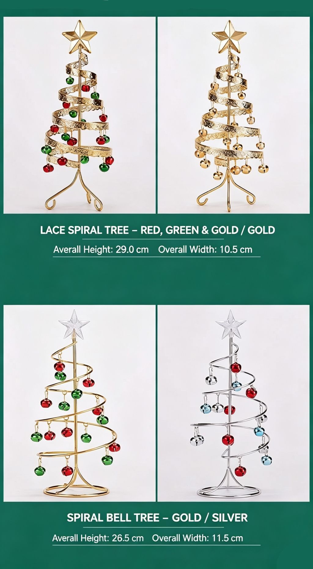 Lace Spiral Iron Christmas Table Tree, Red‑Green‑Gold Color Matching, Christmas & Halloween Retail Window Ornament, Eye‑catching Simulation Holiday Decor — image 2