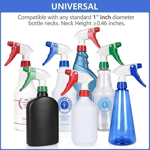 6 Pack Universal Spray Bottle Replacement Nozzle, Mist & Stream Trigger Sprayer for 16oz 24oz 32oz Bottles, Heavy Duty Mister Head Part w/ 10.2 Inch โ image 2