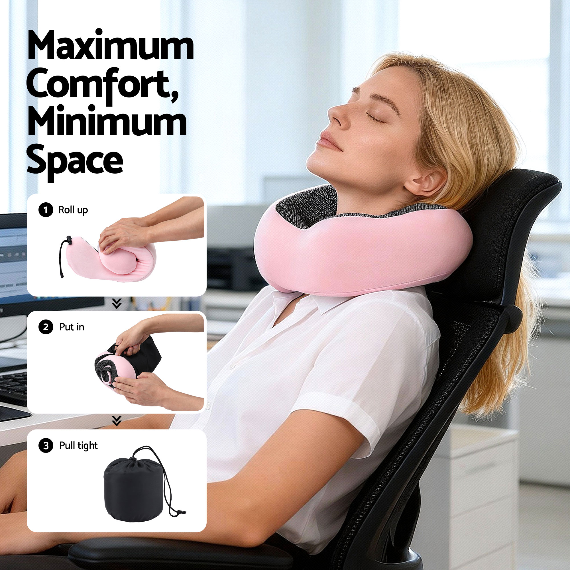Wanderlite Travel Pillow for Airplanes Memory Foam Neck Pillows for Traveling, Soft & Washable Cover with Storage Bag, Portable Plane Accessories for — image 6