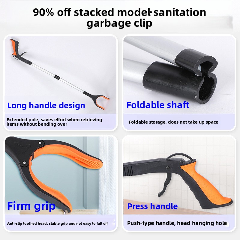 Green and Black Handle Foldable Grabber Reacher Tool - 83cm Aluminium Litter Picker with Magnetic Tip - Lightweight Mobility Aid for Garden & Home — image 5