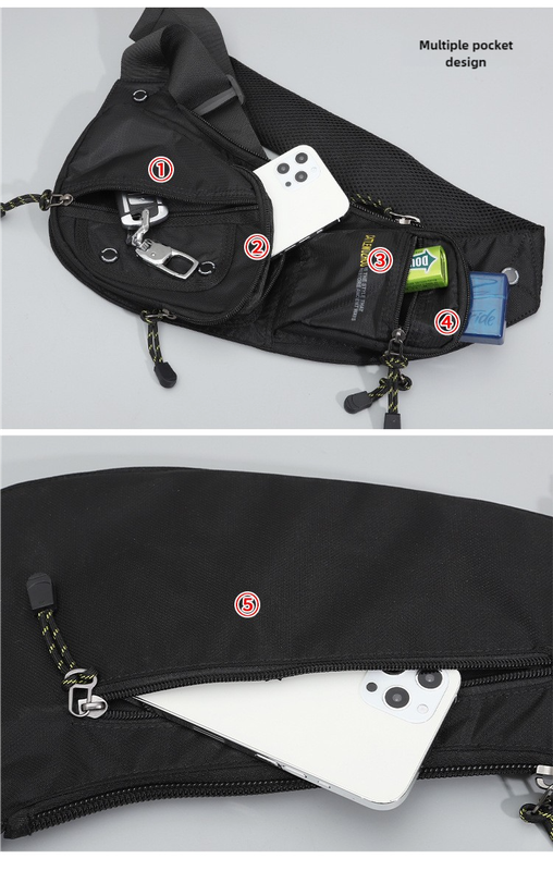 Black Men's Vintage Chest Bag – Multi-functional Waterproof Crossbody Sling Bag for Outdoor Sports — image 6
