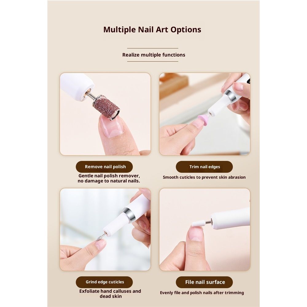 Portable Electric Nail Drills, Manicure and Pedicure Sets for Grinding,polishing and Trimming,Rechargeable Pedestal Nail Polisher — image 4
