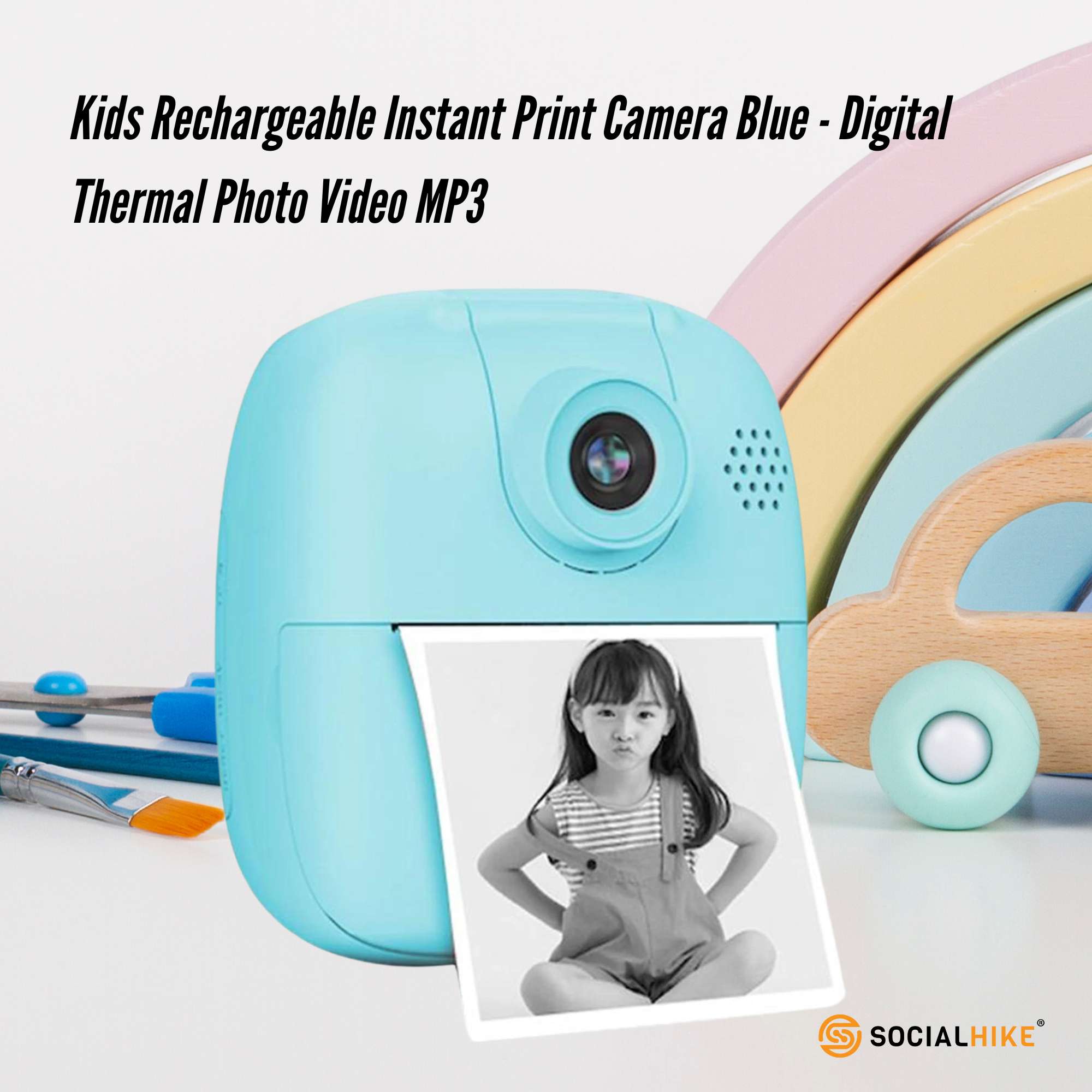Kids Rechargeable Instant Print Camera Blue - Digital Thermal Photo Video MP3 โ image 2