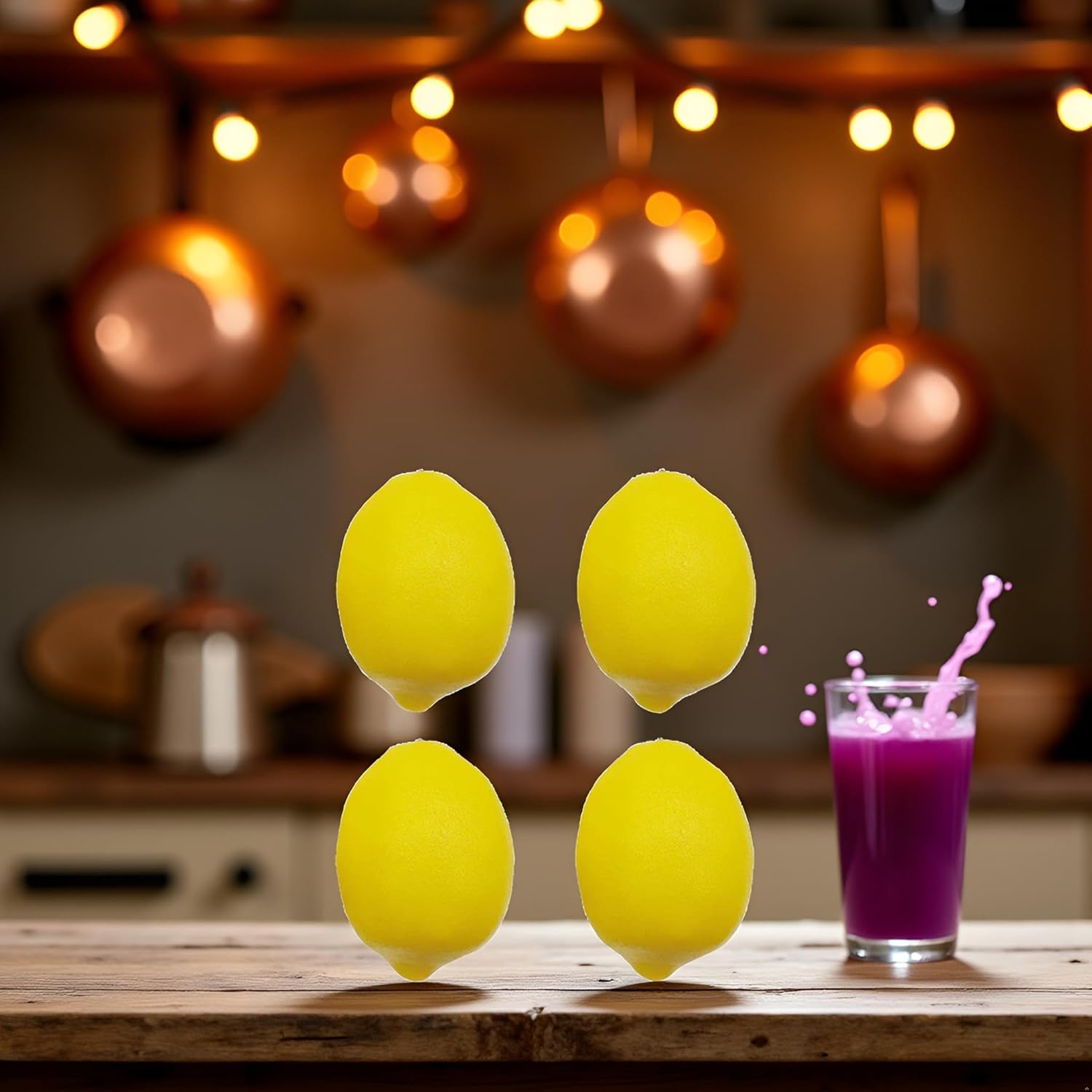 4 Pcs Artificial Yellow Lemons Lifelike Fake Fruit for Home Kitchen Party Decoration Photography Prop Artificial Fruit Artificial Plants and Flowers — image 5