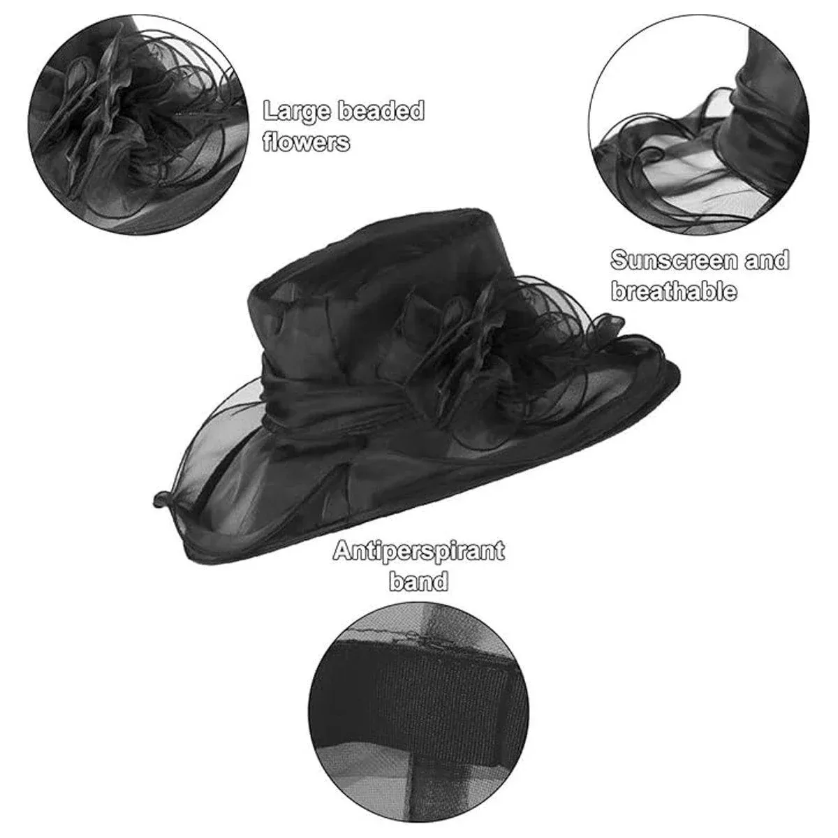 Ladies Large Brim Sun Hat Lightweight Bowler Hat Summer Beach Outdoor Protection โ image 6