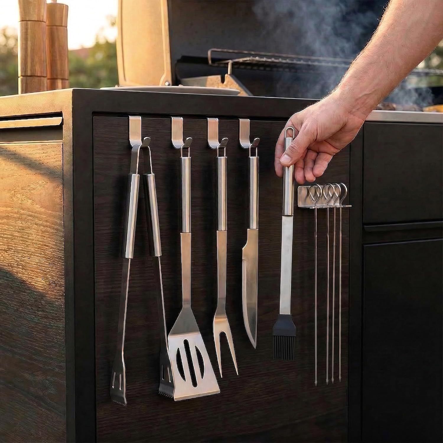 9-Piece BBQ Grill Tool Set, Stainless Steel with Storage Bag,Very suitable for camping, backyard gatherings, outdoor barbecues โ image 4