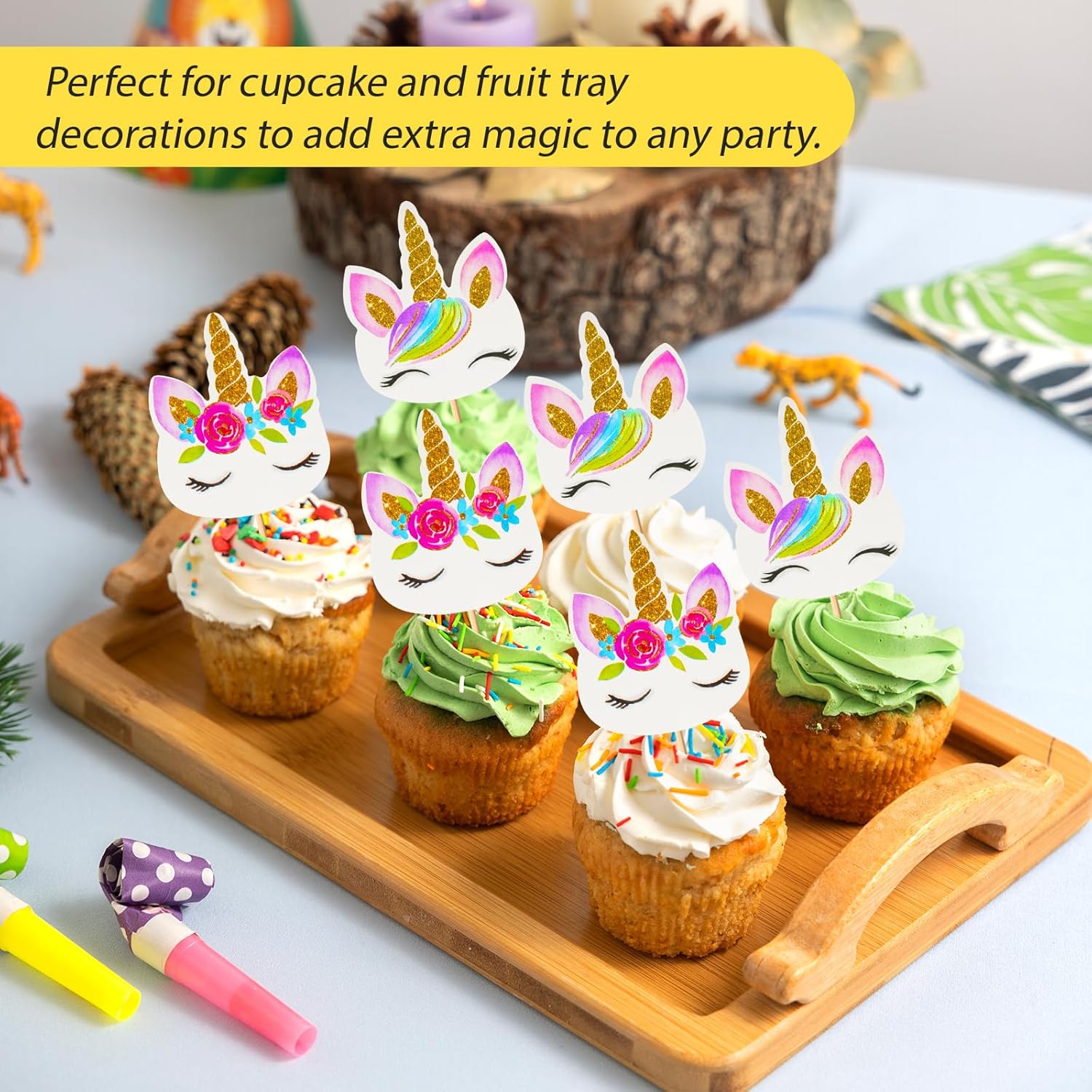 48 Pieces Rainbow Unicorn Cupcake Toppers, Cupcake Picks Cake Decorations, Double Sided Unicorn Cake Topper Set Birthday Baby Shower Party Supplies โ image 4