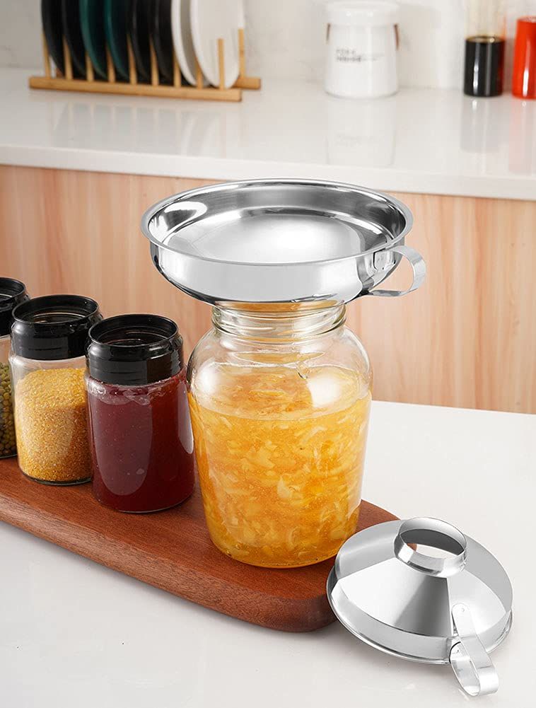 Canning Funnel, Canning Funnel for Wide and Regular Jars, 2 PC Stainless Steel Canning Supplies Kitchen Funnel Jar Funnel โ image 2