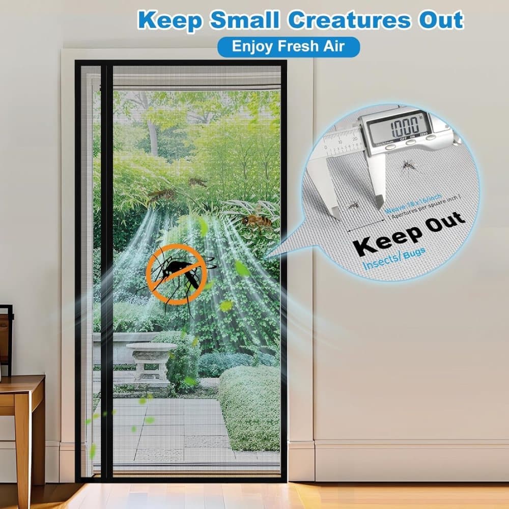 Self-Adhesive Magnetic Mosquito Net Door Curtain, Black, 85x220cm, Fly and Cat Proof, Durable, Removable, Side Opening — image 3