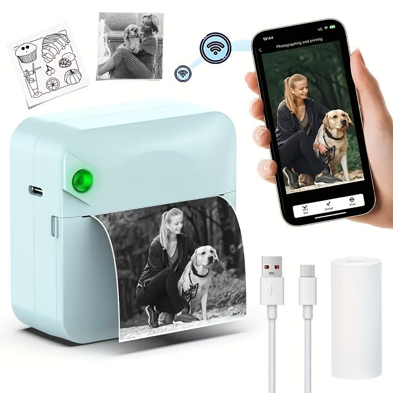 Portable Photo Printer Wireless Photo Printer Black And White Photo Printer - Black - Size 01 โ image 4