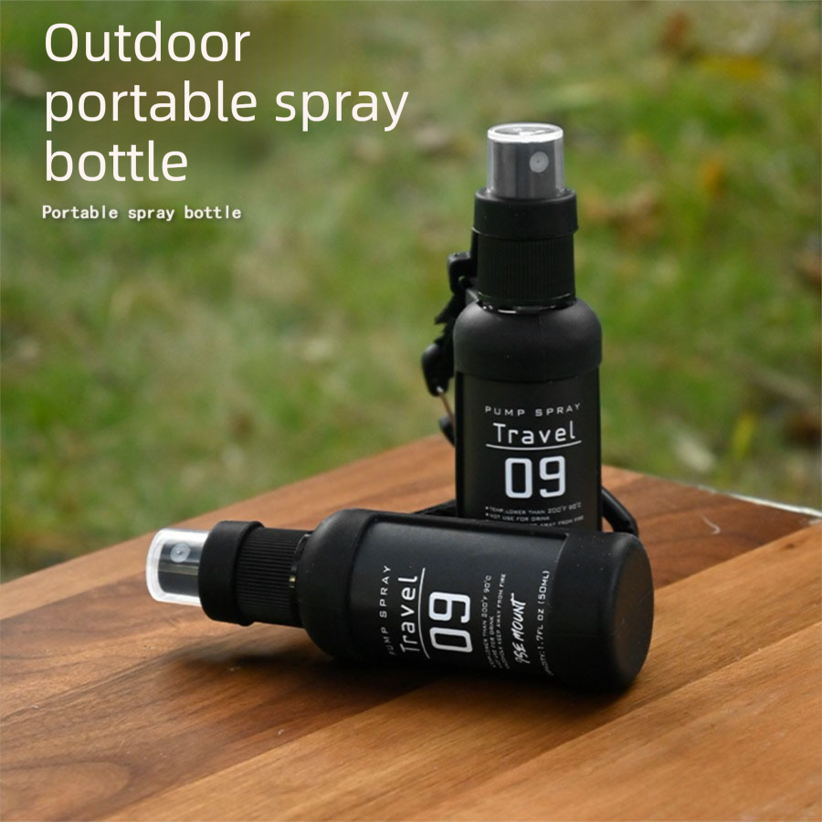2 Pack 50ml Portable Spray Bottle - Leakproof Travel Mist Sprayer with Carabiner, Fine Mist Pump for Outdoor Camping Hiking, 12cm Black โ image 2