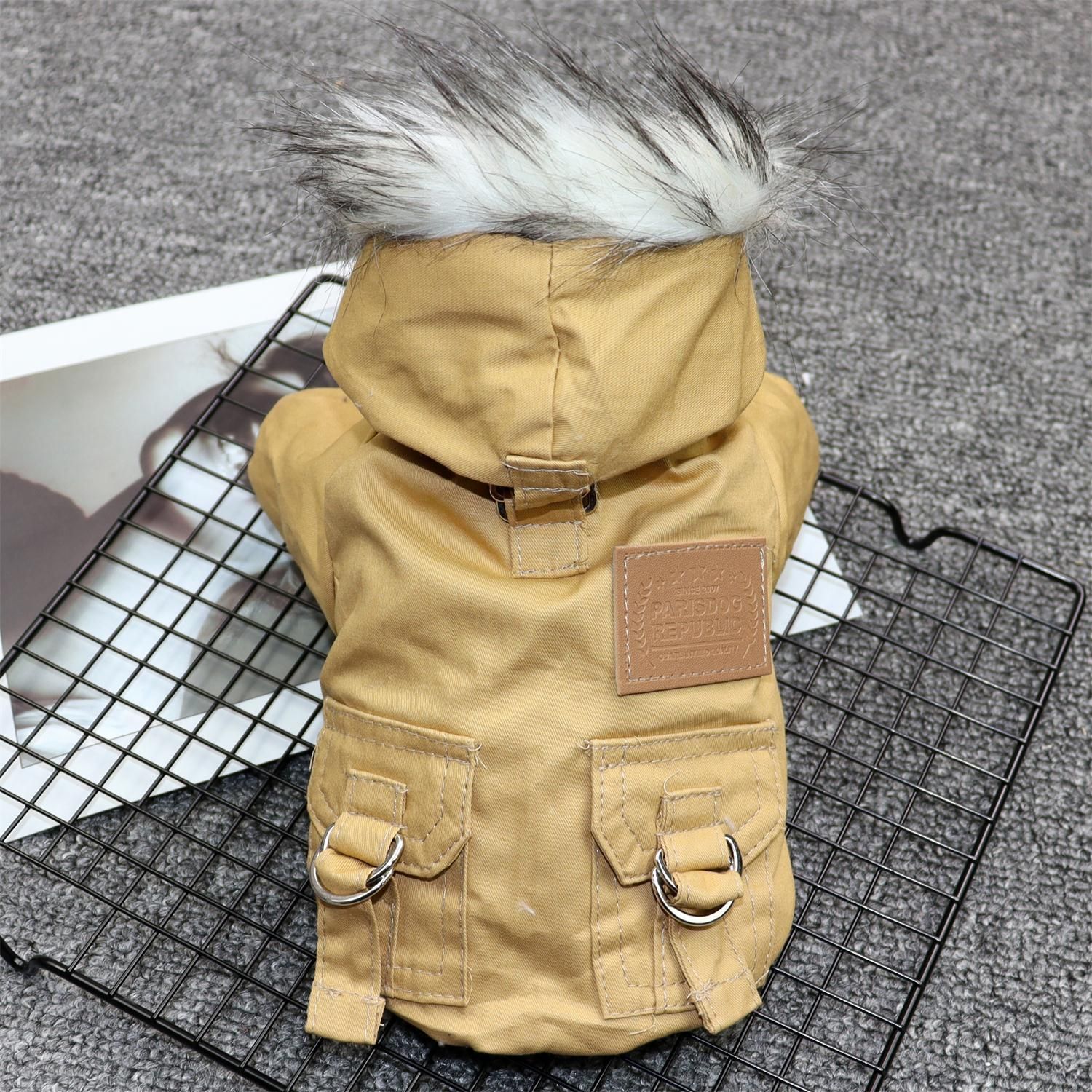 Odd Pet Thickened Cotton Dog Clothes Small Breed Winter Mountaineering Suit khaki XS