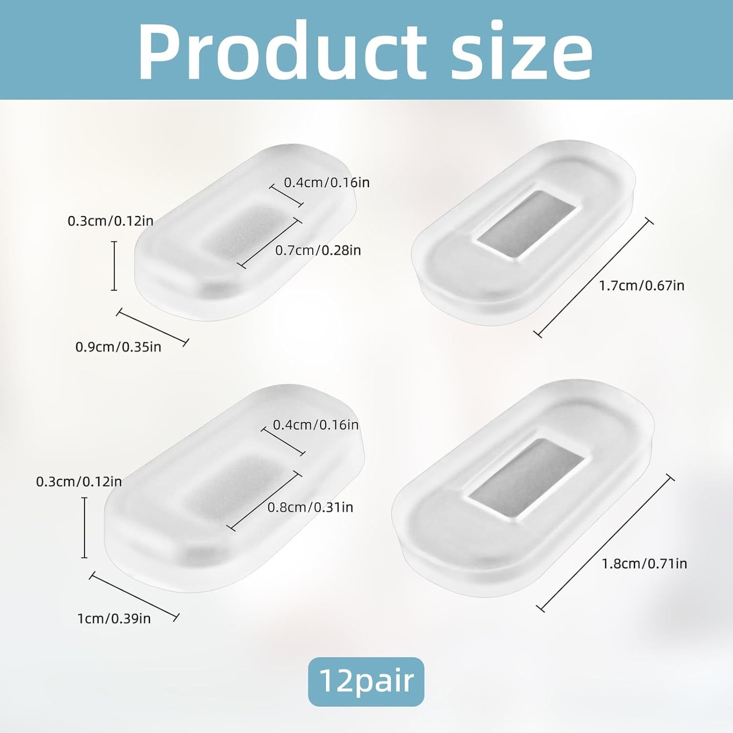 12PCS Soft Eyeglass Nose Pads Cover, Silicone Eyeglass Nose Pads Glasses Repair Kit, 3.35 × 0.67 Inch Anti-Slip Glasses Nose Piece/Eyewear Protective Cover Eye — image 2