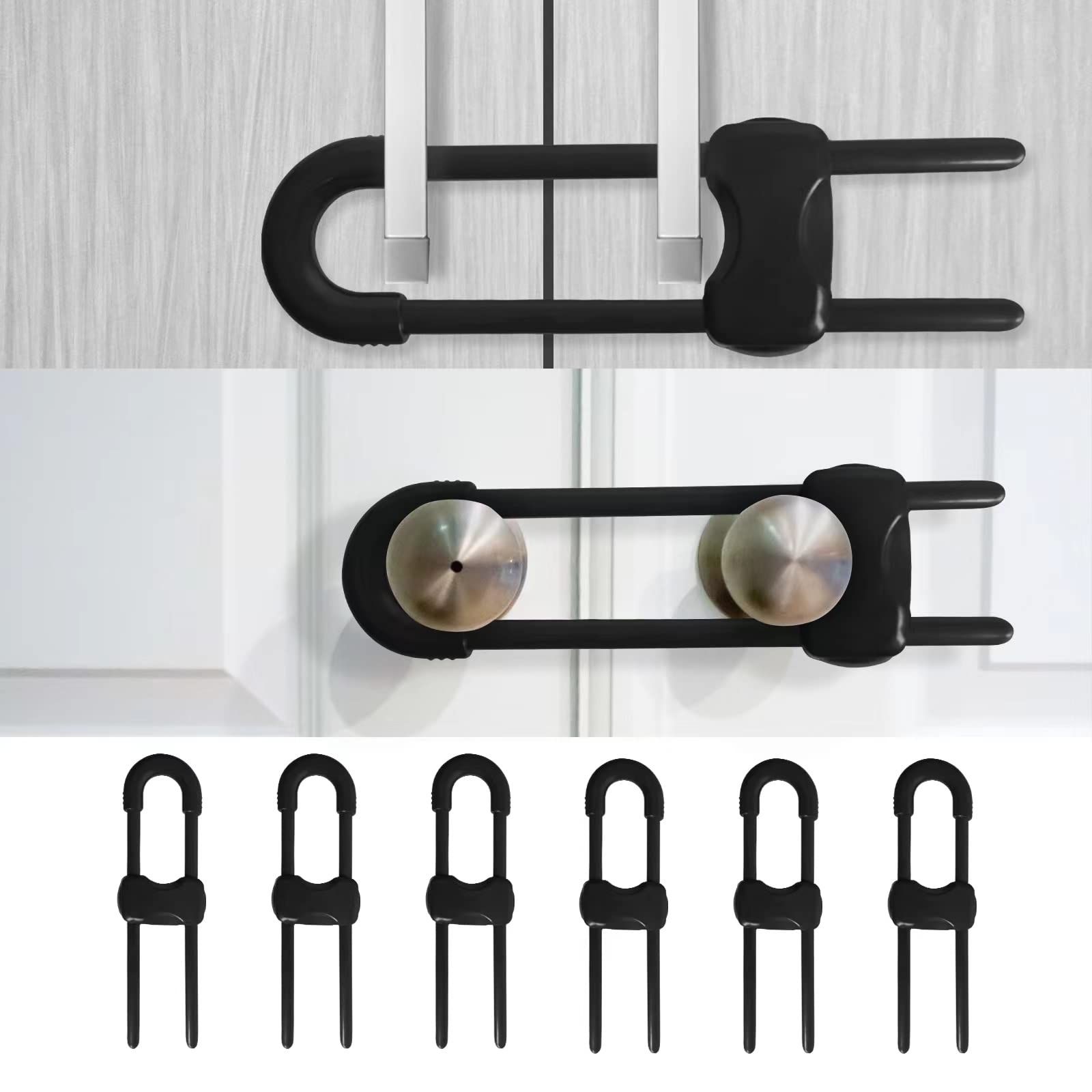 6PCS Cabinet Locks for Babies, Adjustable U-Shaped Child Safety Locks, for Drawers for Cabinets, Closet with Secure Lock Buttons