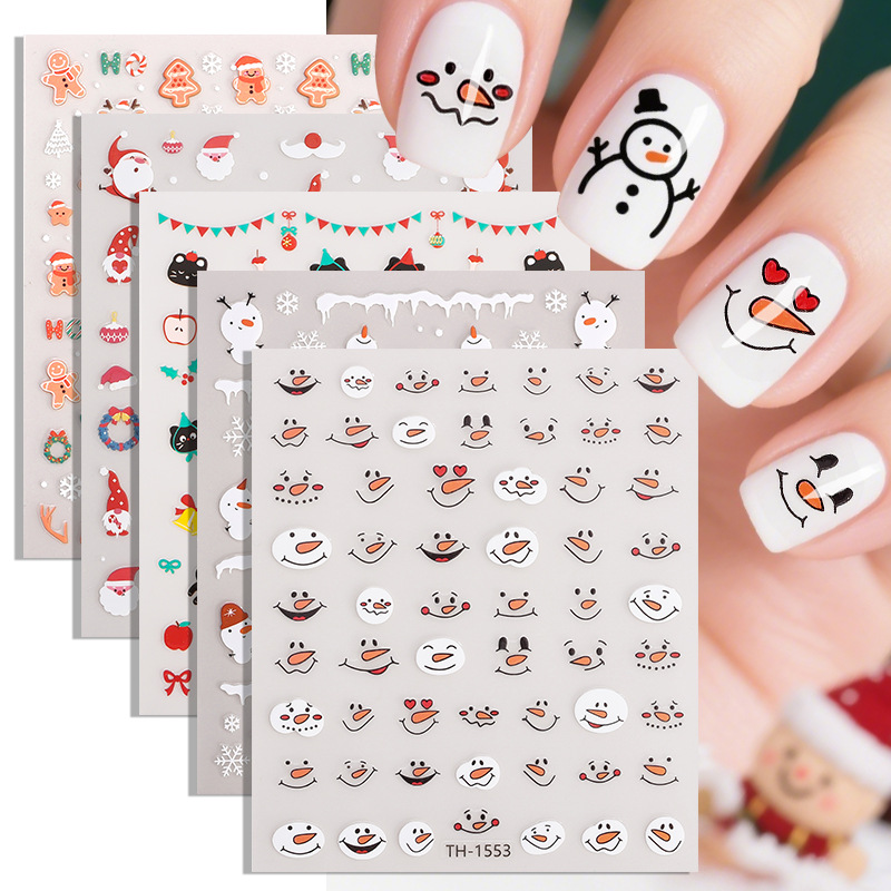 4PCS 5D Embossed Christmas Nail Art Stickers - Santa, Snowman, Reindeer & Snowflake Designs for Festive Manicures(Z-1431) โ image 3