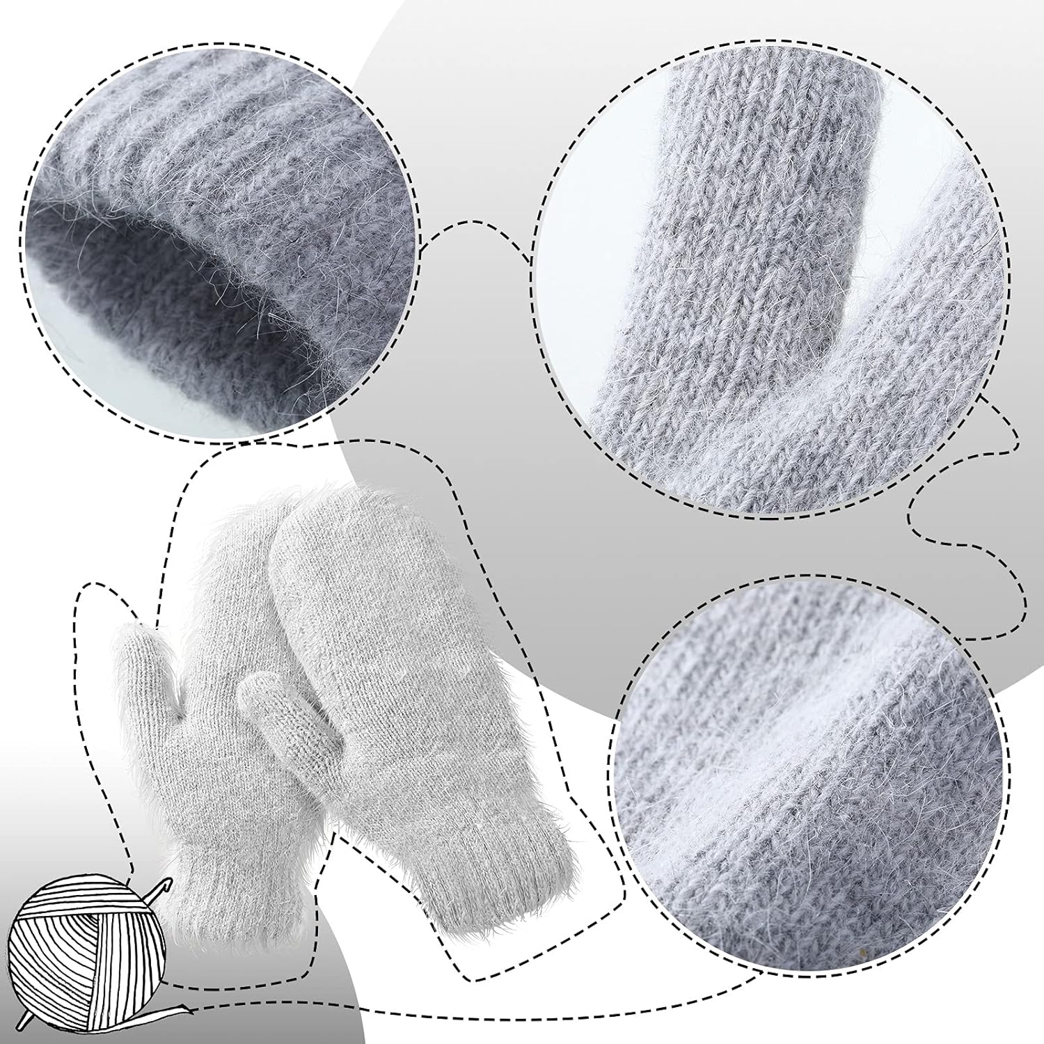 Women's Winter Mittens - Knitted Gloves, Warm Fleece & Double Wool — image 4