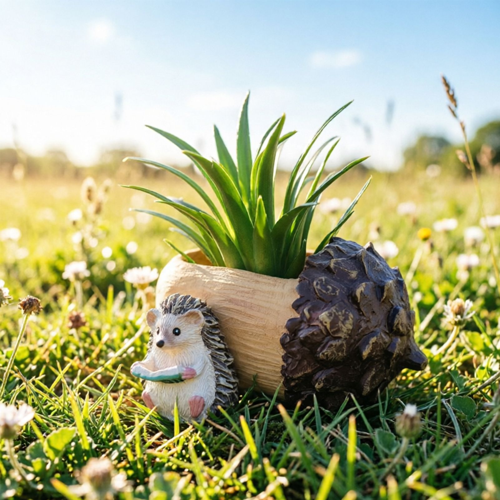 Creative Hedgehog Pinecone Resin Planter, Mini Succulent Pot for Indoor & Outdoor Garden Decor — image 3
