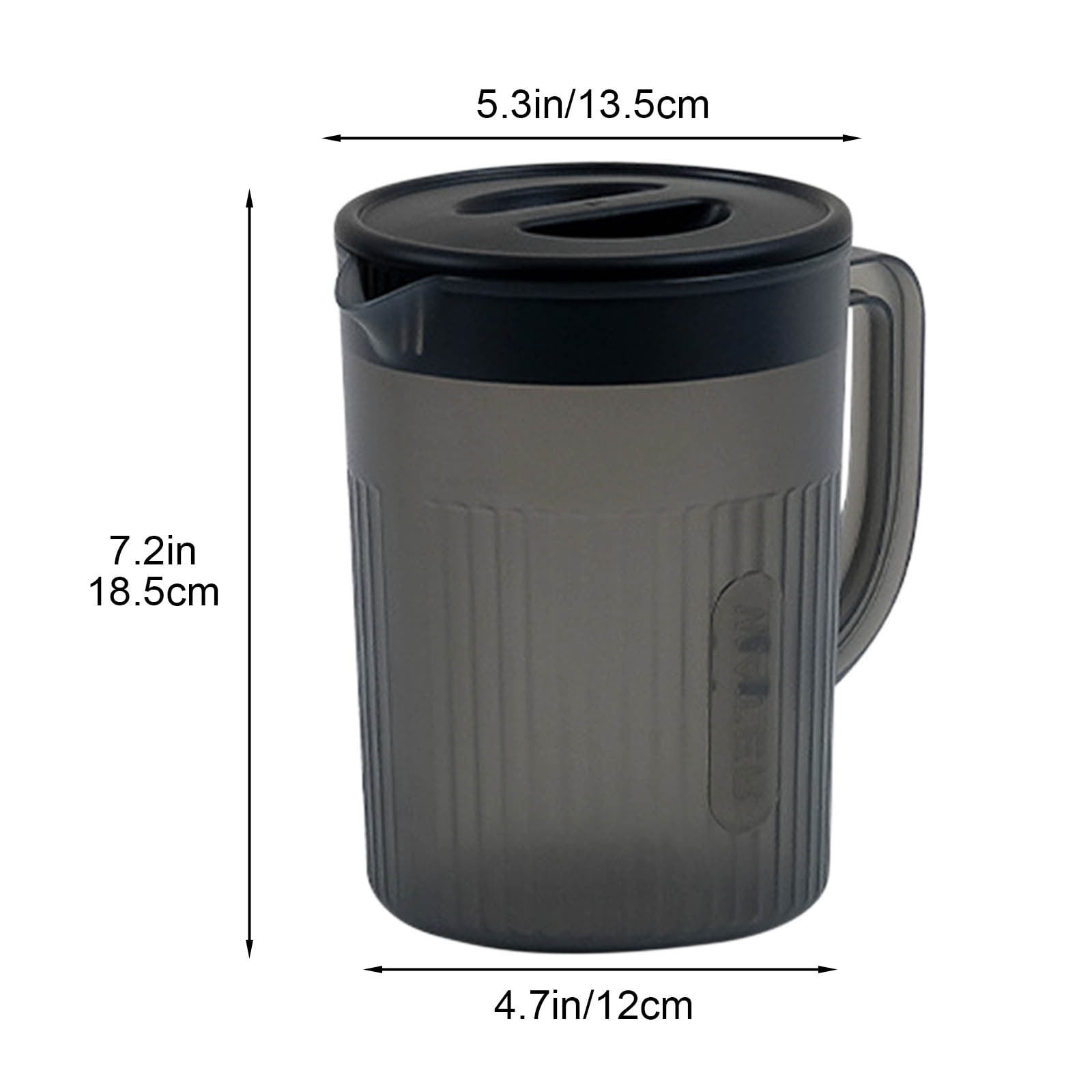 Juice Pitcher with Lid for Refrigerator, Water Jug for Tea, Juice and Iced Drinks, Fridge and Dishwasher Safe, Black — image 3