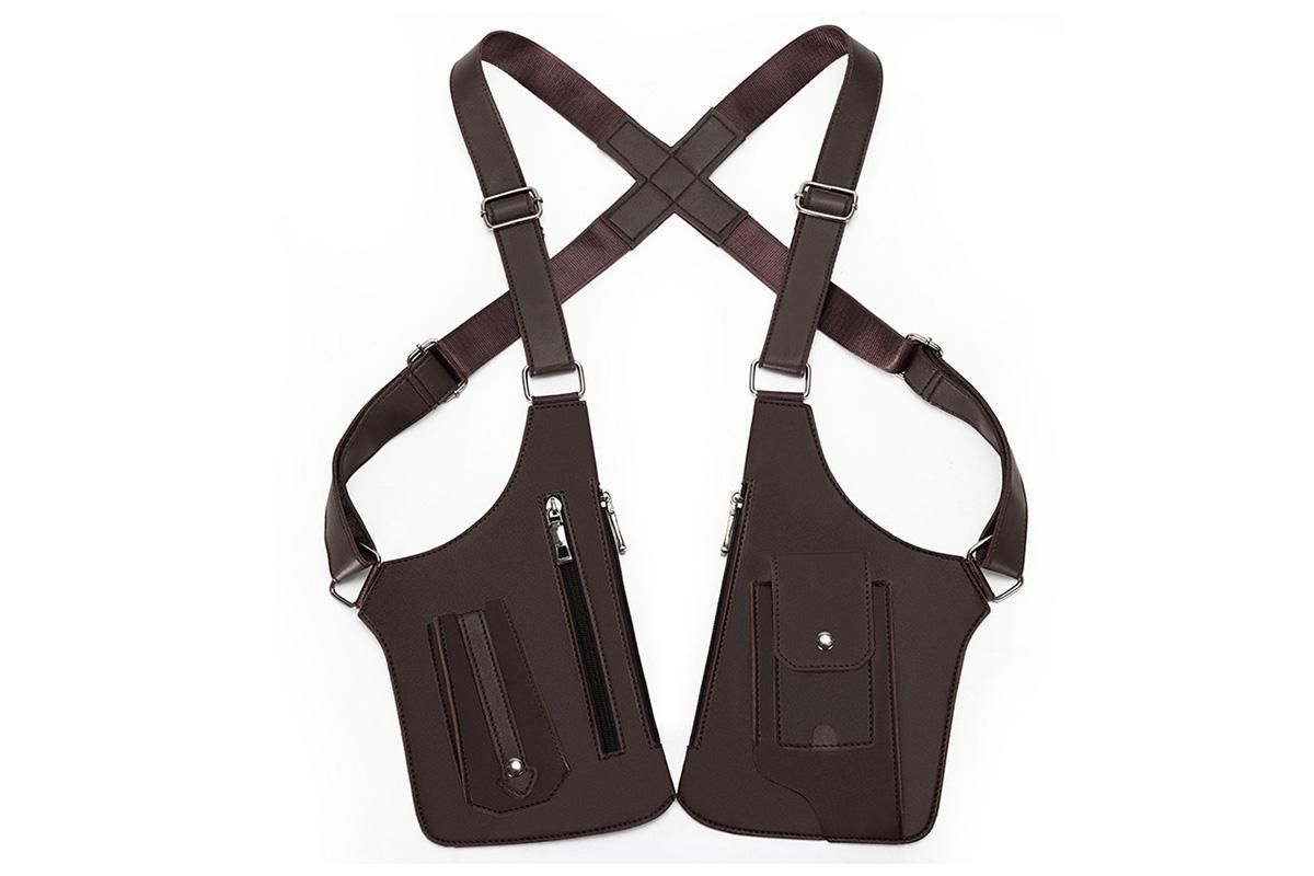 Outdoor Double Shoulder Armpit Bag with Multiple Pockets - Brown โ image 2