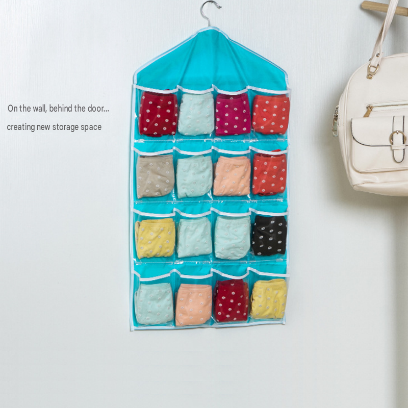 Pink 16 Pocket Hanging Wardrobe Organizer - Clear PE and Polyester Storage Bag with 16 Visible Compartments, Space Saving Over Door or Closet Hanger — image 3