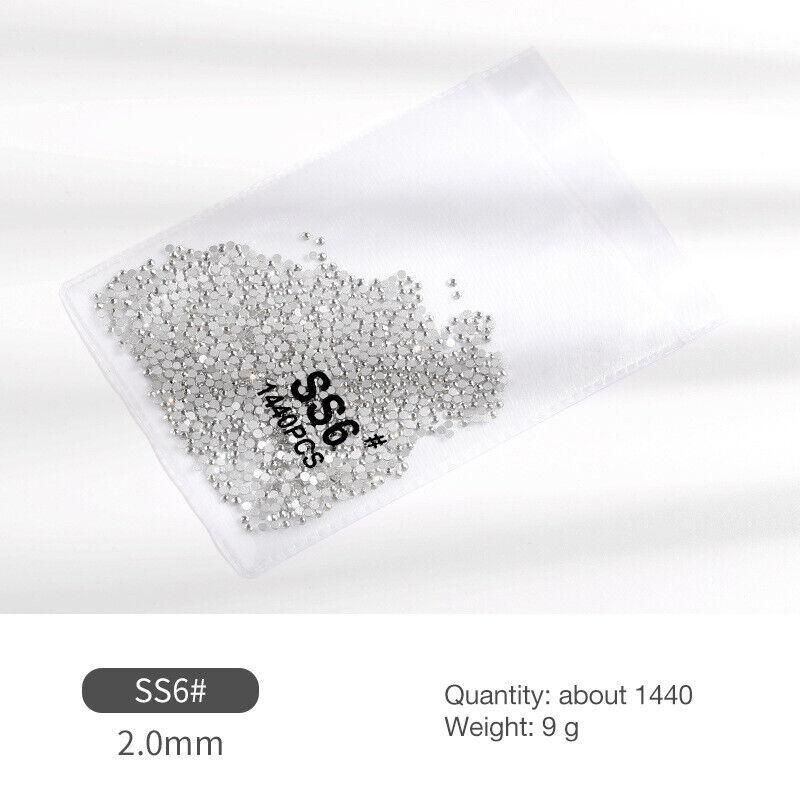 1440Pcs Glitter Rhinestones Crystal Flat Clear Bottom Glass Nail Art Nail Drill - Coloured Crystal-SS6 — image 5
